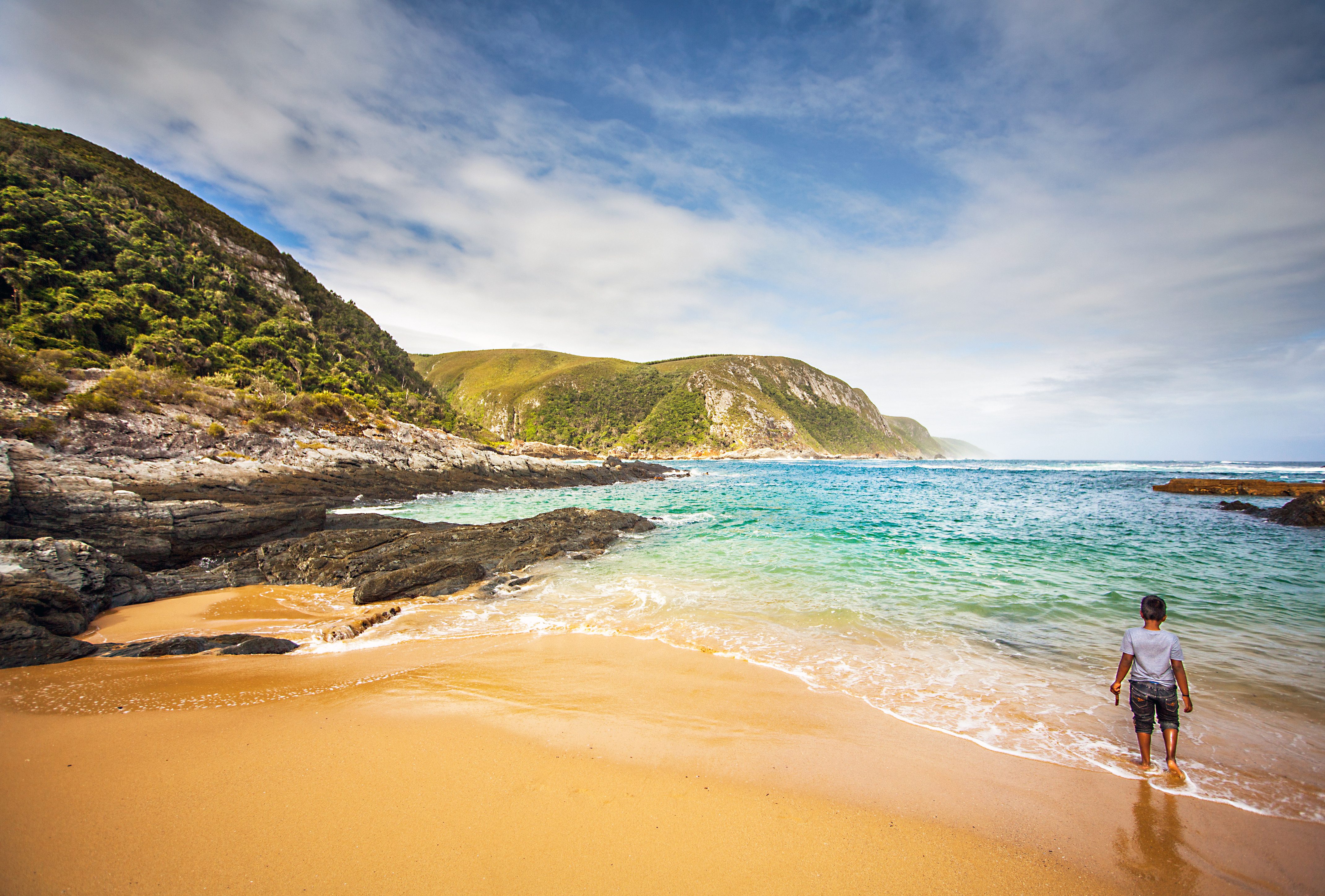 Het goudgele strand van Tsitsikamma, Zuid-Afrika