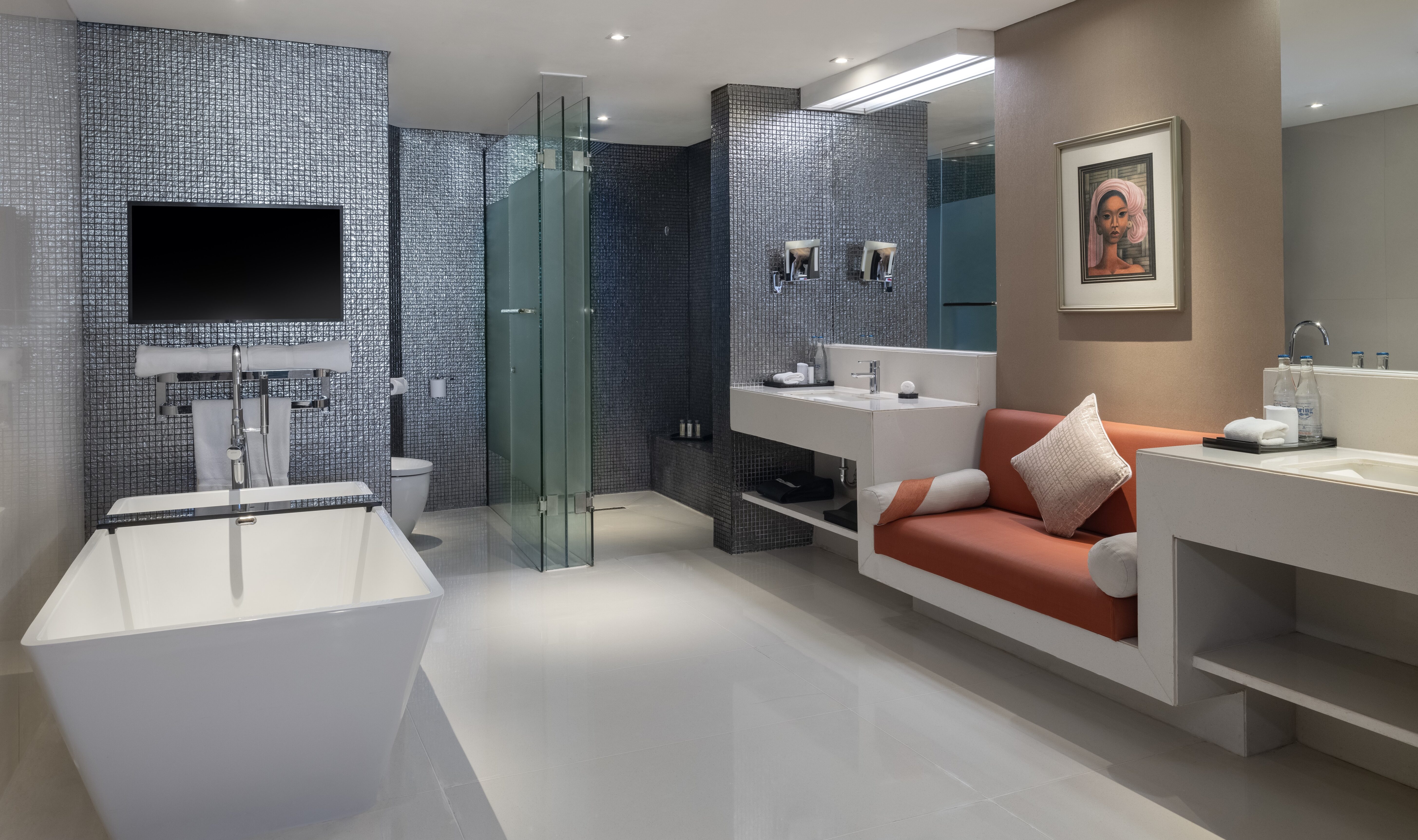 Leisure Suite badkamer in het Double Six Luxury Hotel in Seminyak op Bali