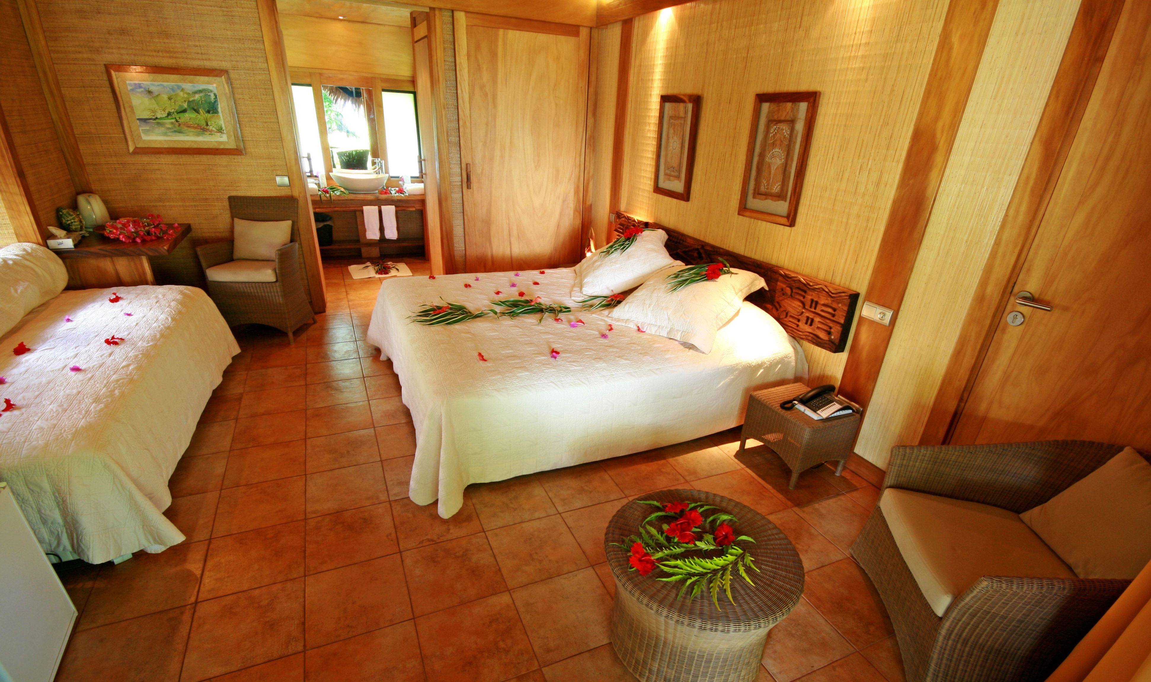 Garden Bungalow in Hotel Le Mahana op Huahine in Frans-Polynesie