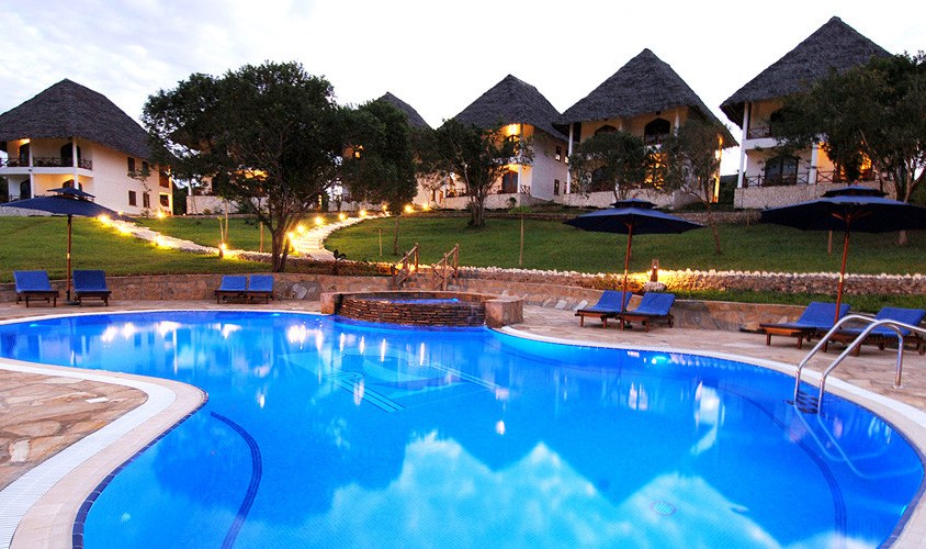 Garden kamers buitenkant in het Bluebay Beach Resort in Kiwenga Beach op Zanzibar