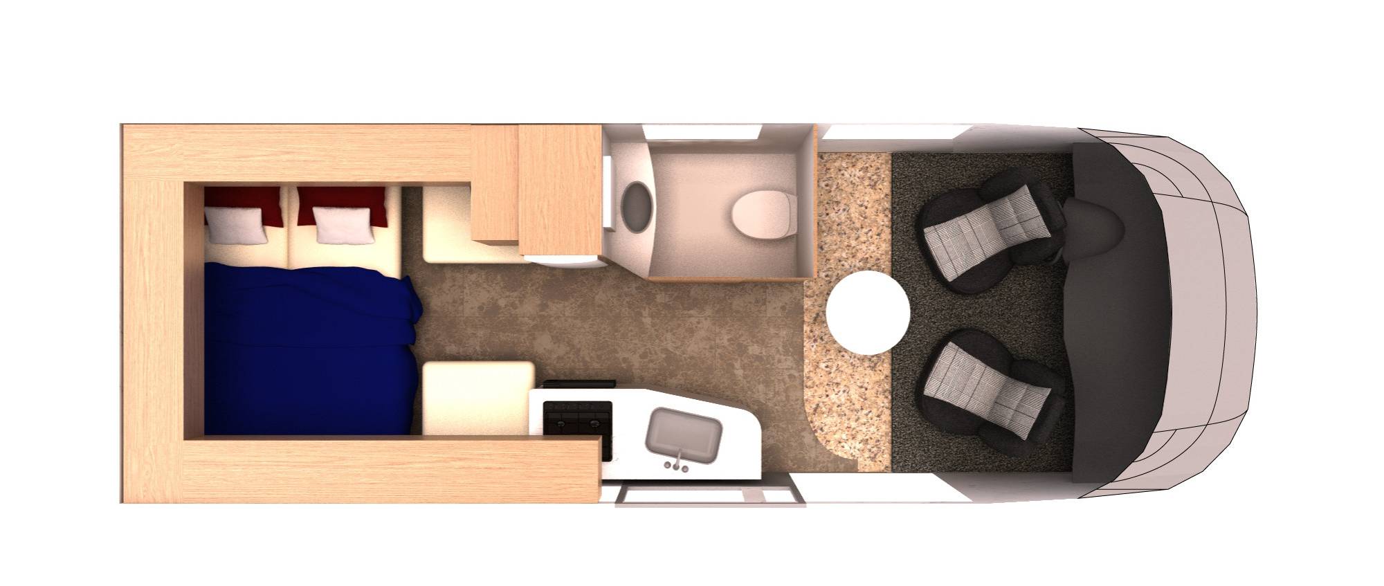 Canadream Deluxe camper van DVC nachtindeling