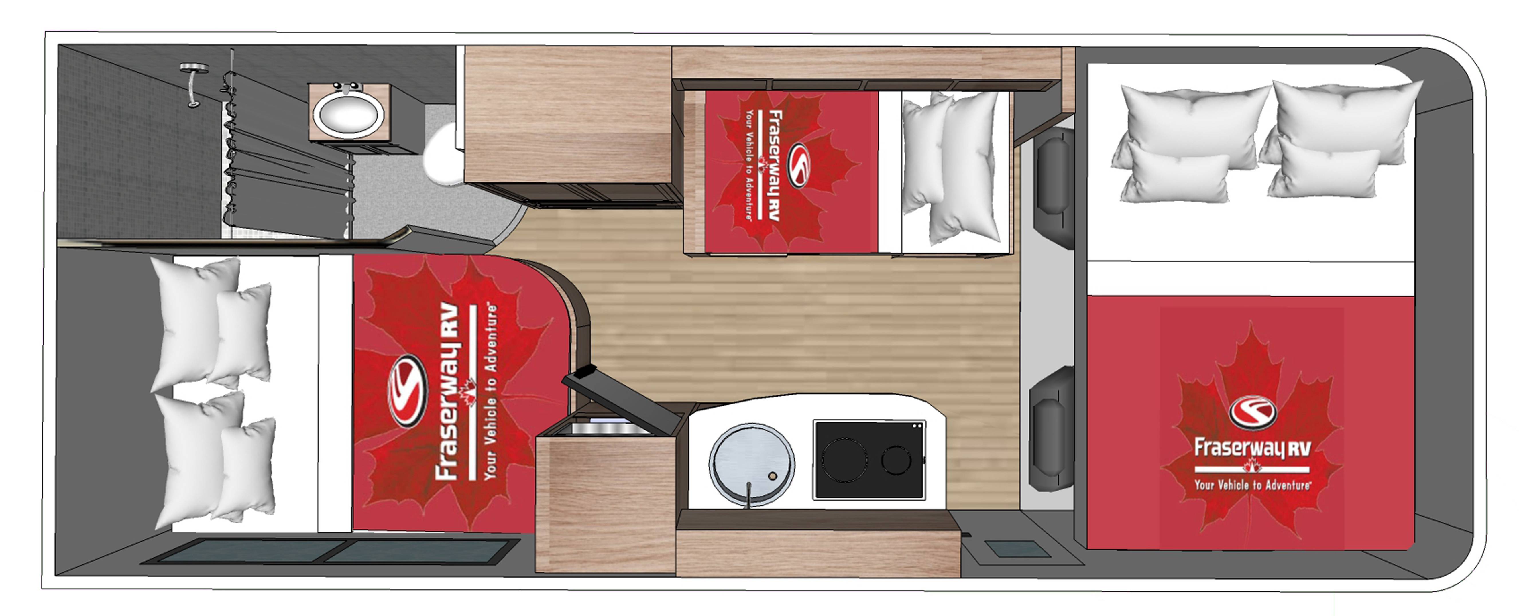 Fraserway C-Medium camper nachtindeling