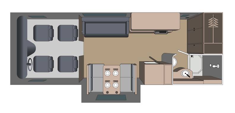 Fraserway Overlander camper dagindeling
