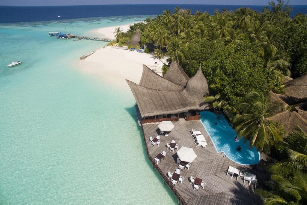 Thulhagiri vanuit de lucht Malediven