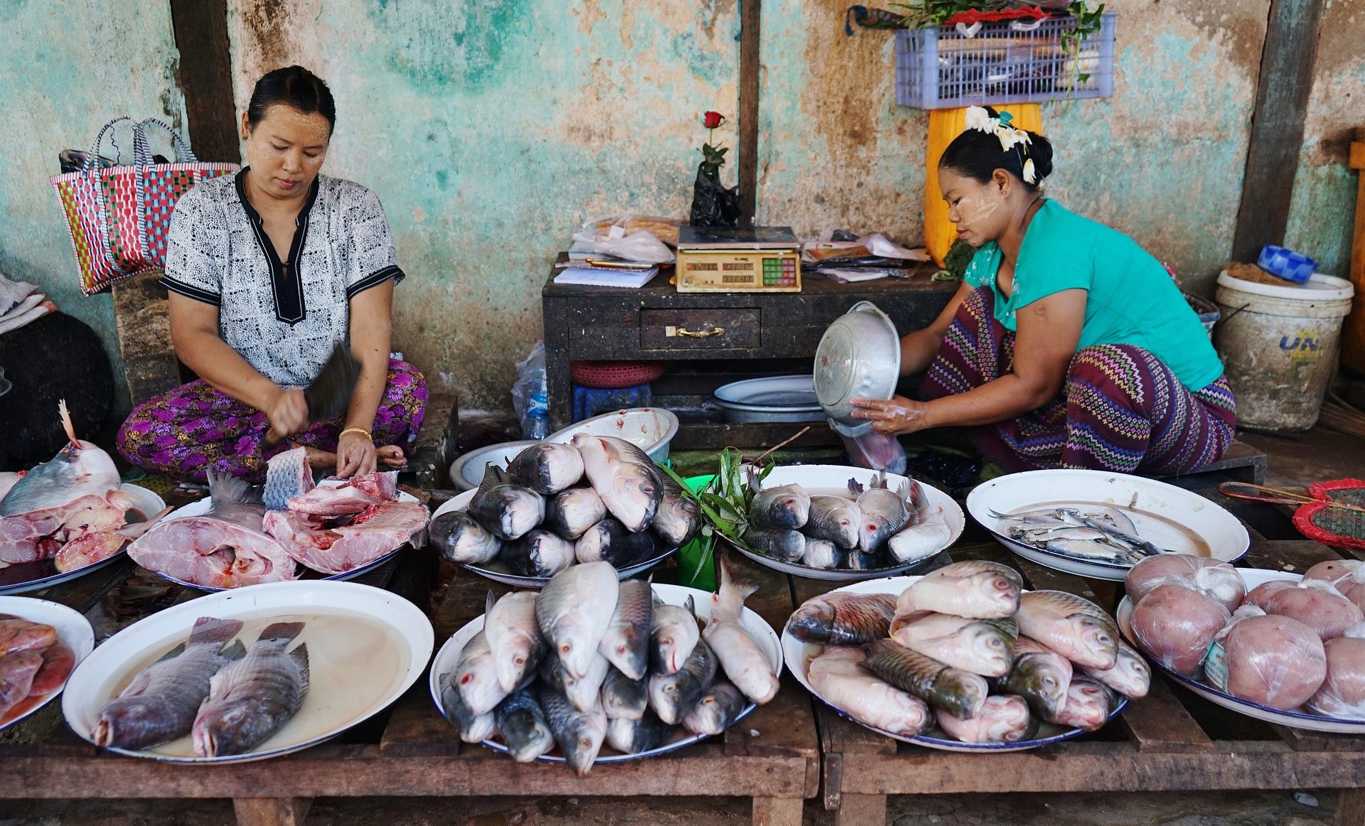Vis op lokale markt in Bagan