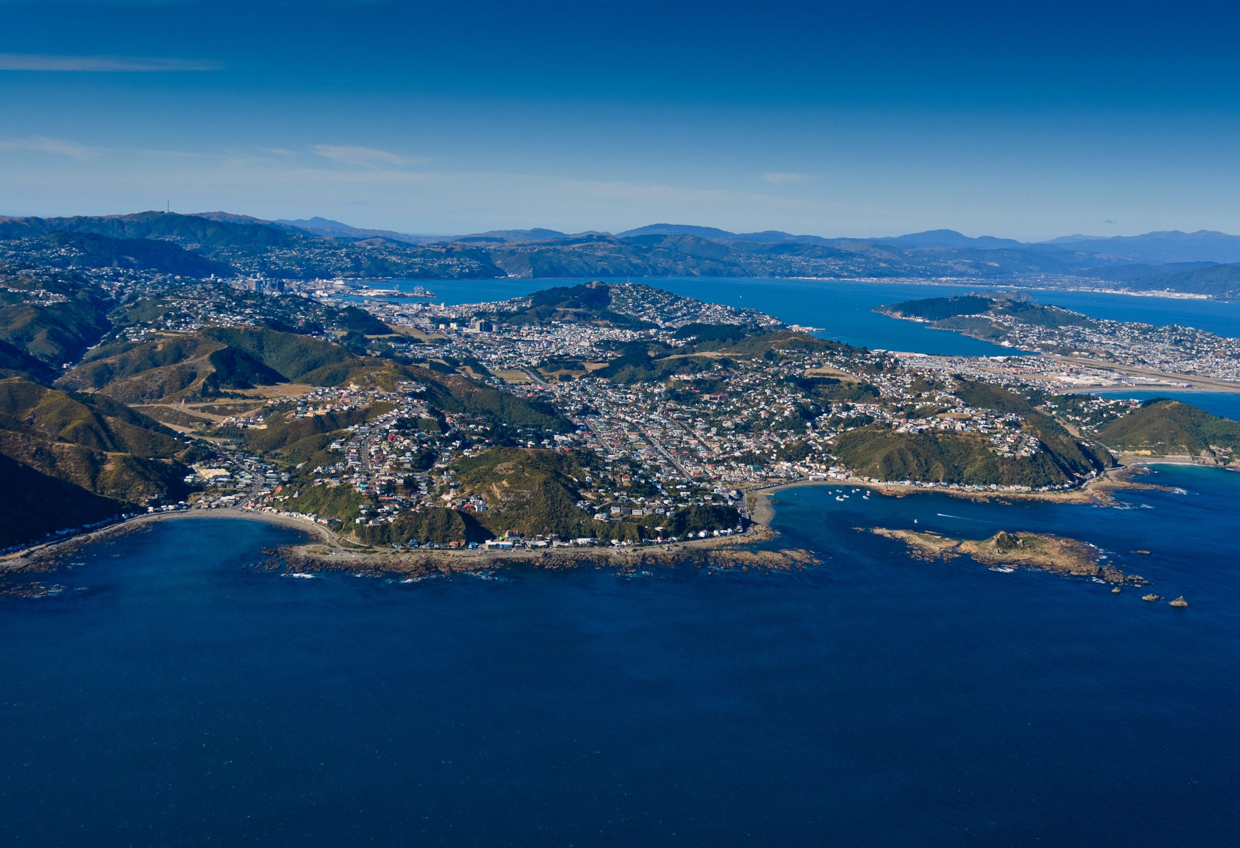 Uitzicht op Wellington op het Noordereiland in Nieuw-Zeeland