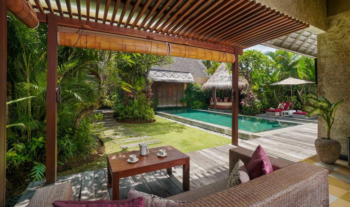 Uitzicht op tuin van de 1-Bedroom Poolvilla in het Space Villas Bali in Seminyak