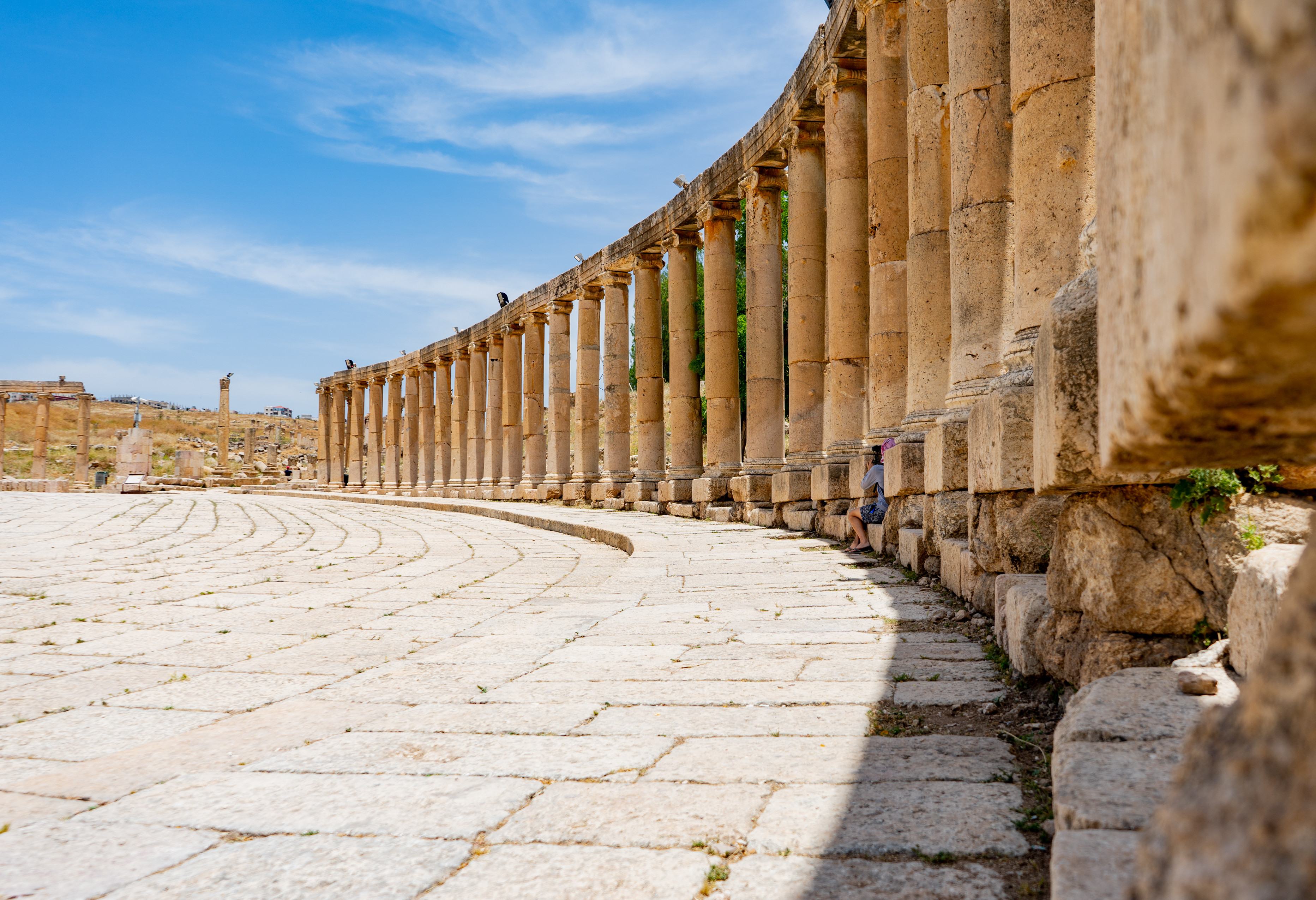 Het ovale forum in Jerash in Jordanië