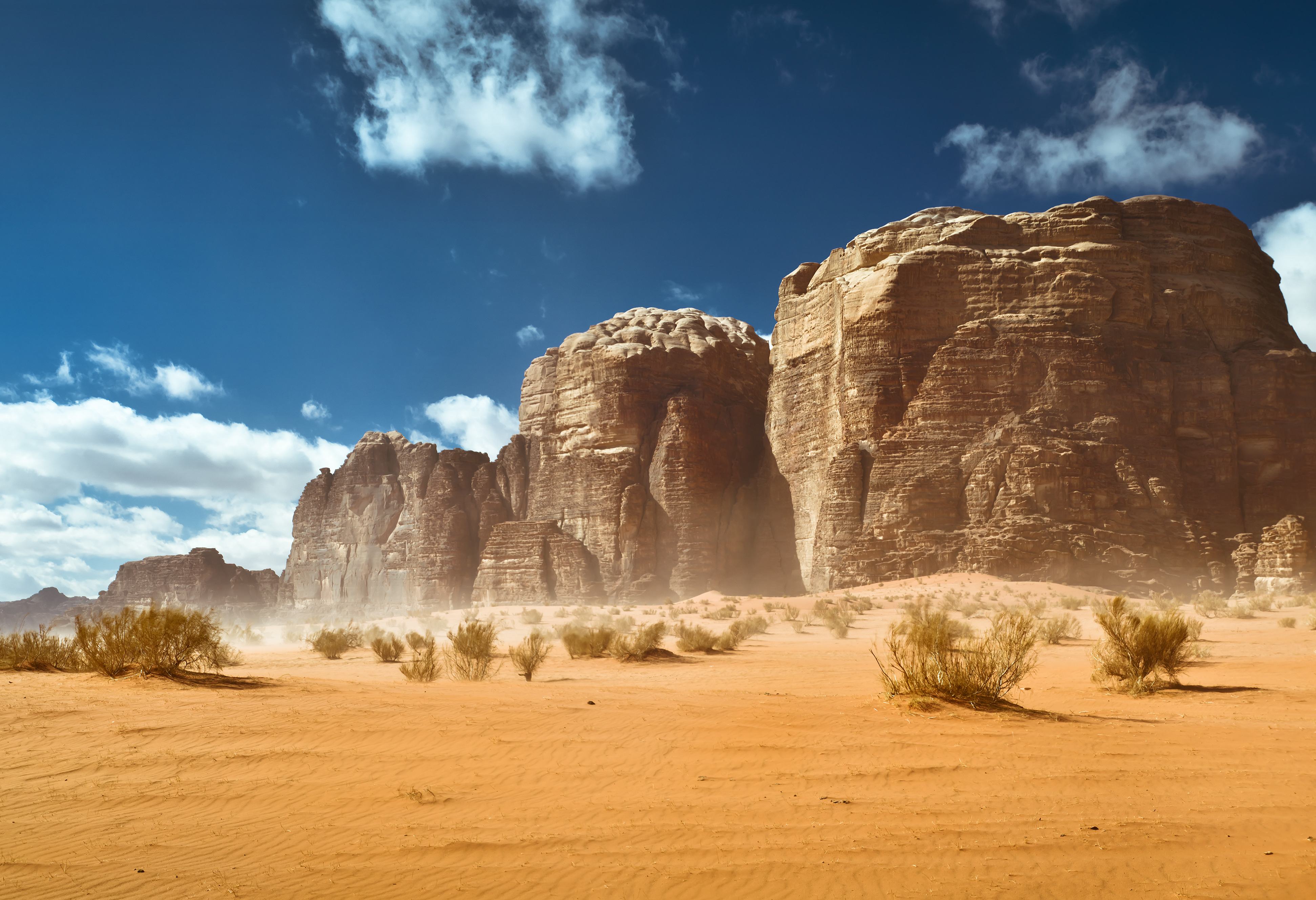 Vergezicht in de Wadi Rum woestijn in Jordanië