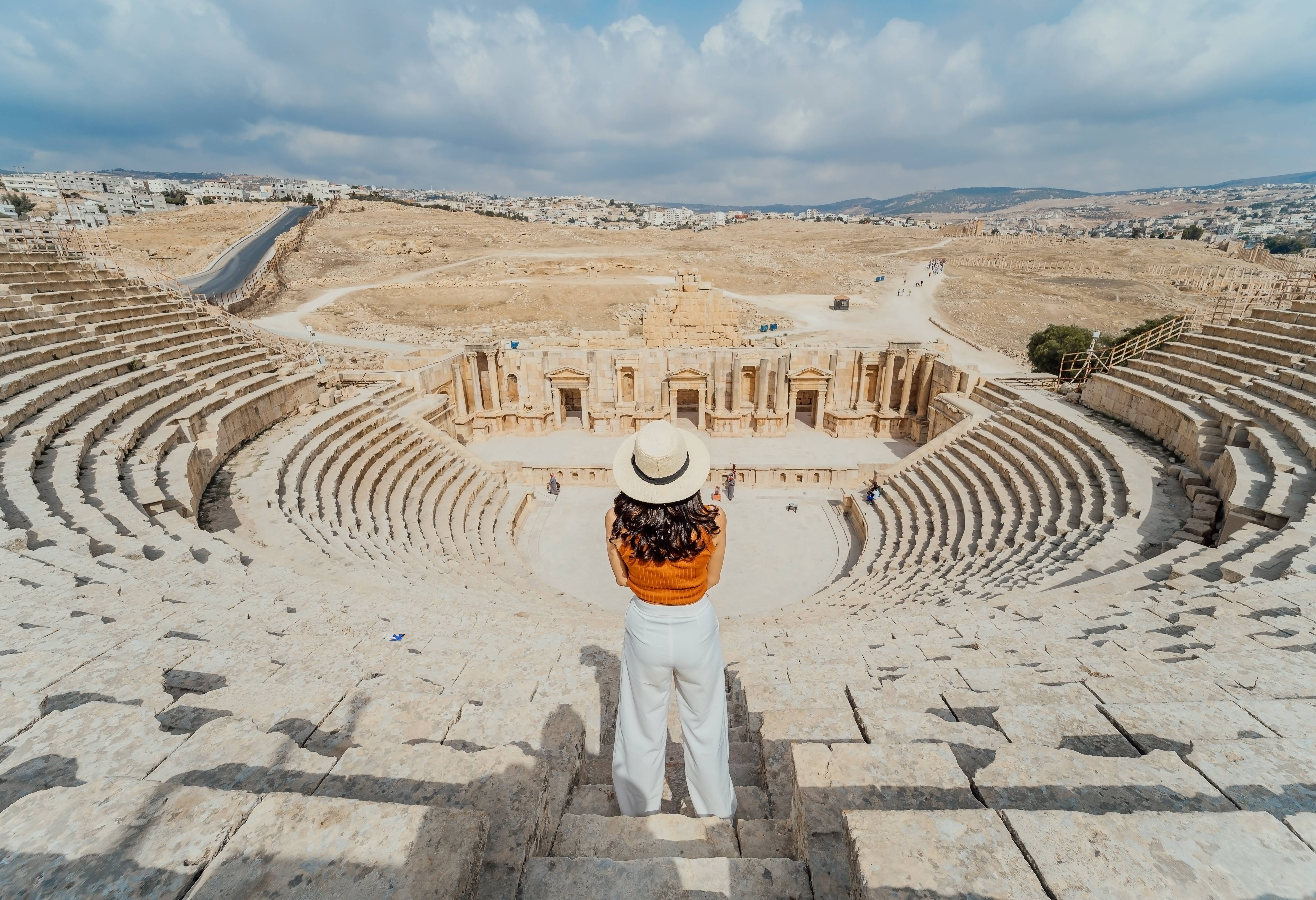 Het zuidelijk amfitheater in Jerash in Jordanië