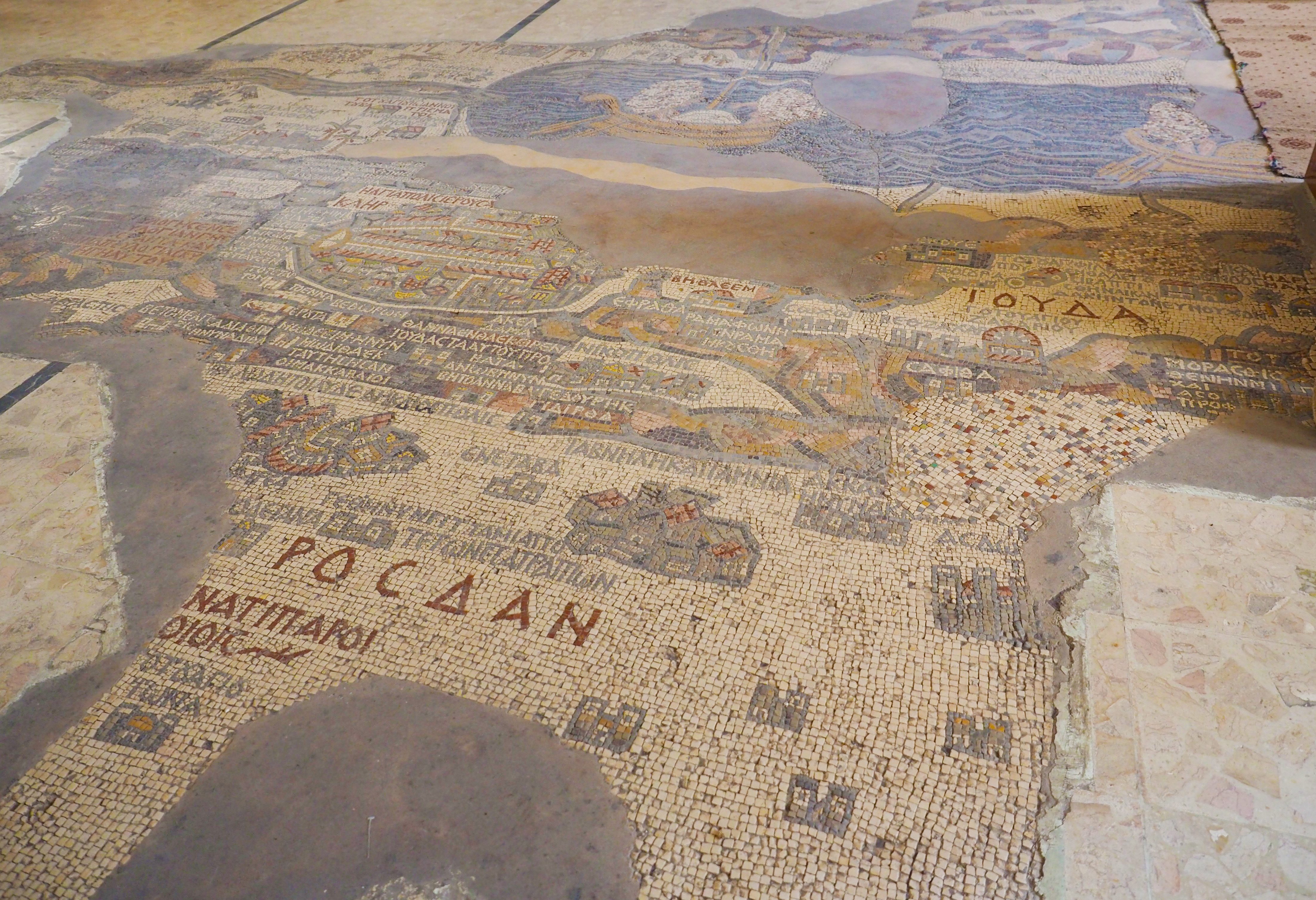 Vloermozaïek in Madaba in Jordanië