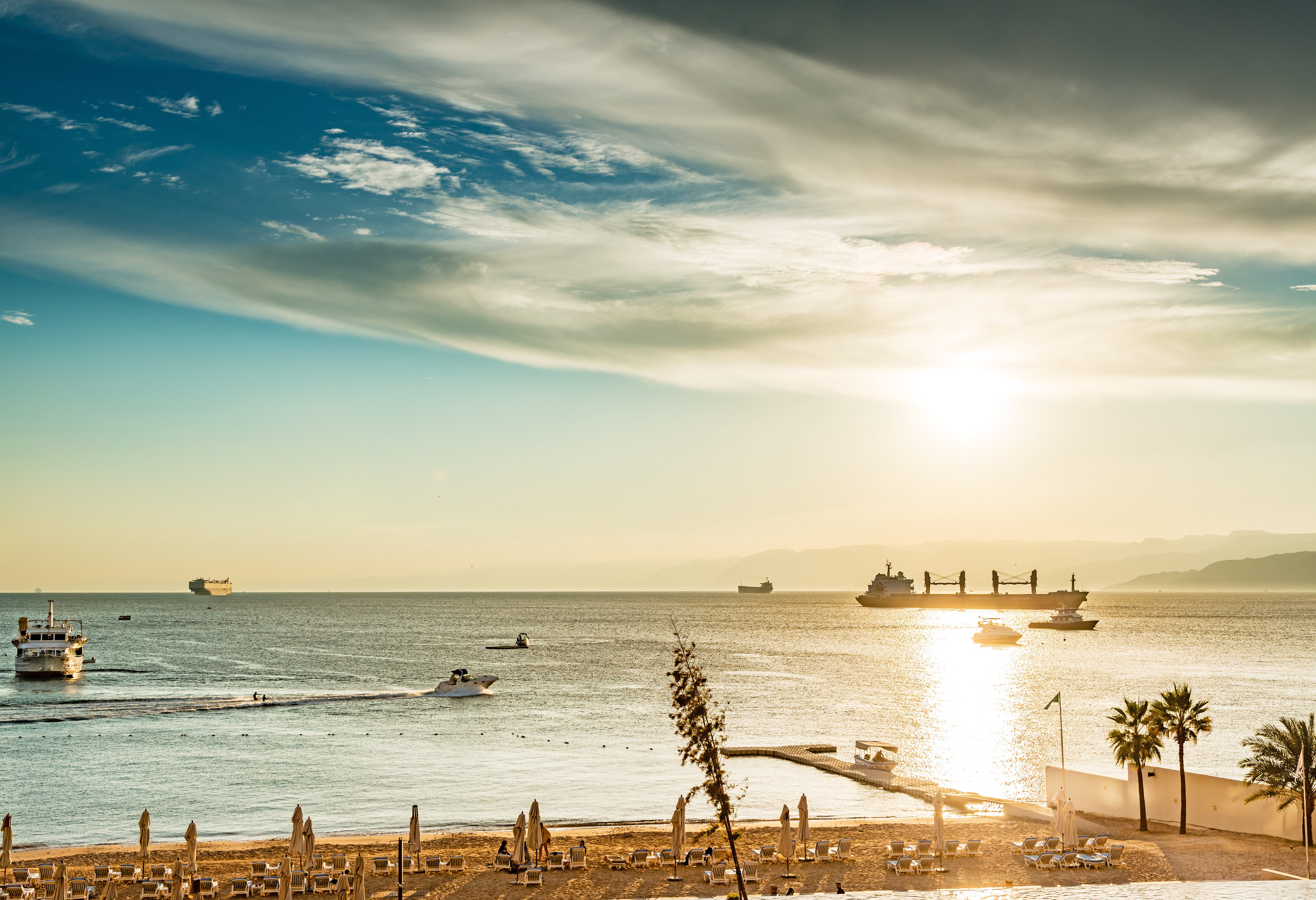 Uitzicht over zee in Aqaba in Jordanië