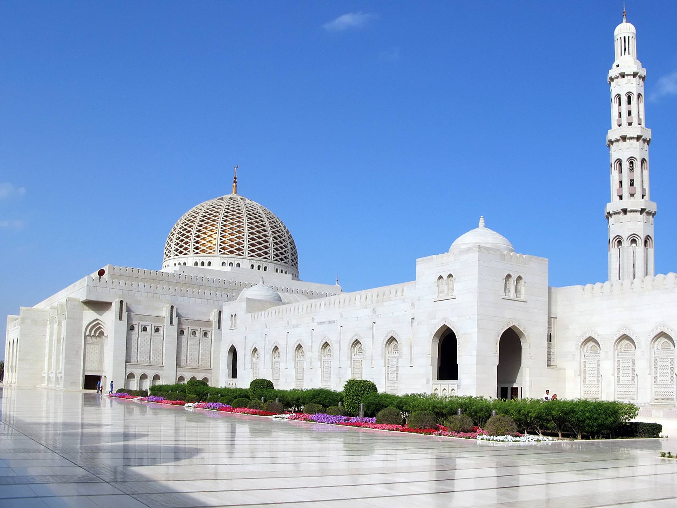 De Sultan Qaboos moskee in Muscat, de hoofdstad van Oman