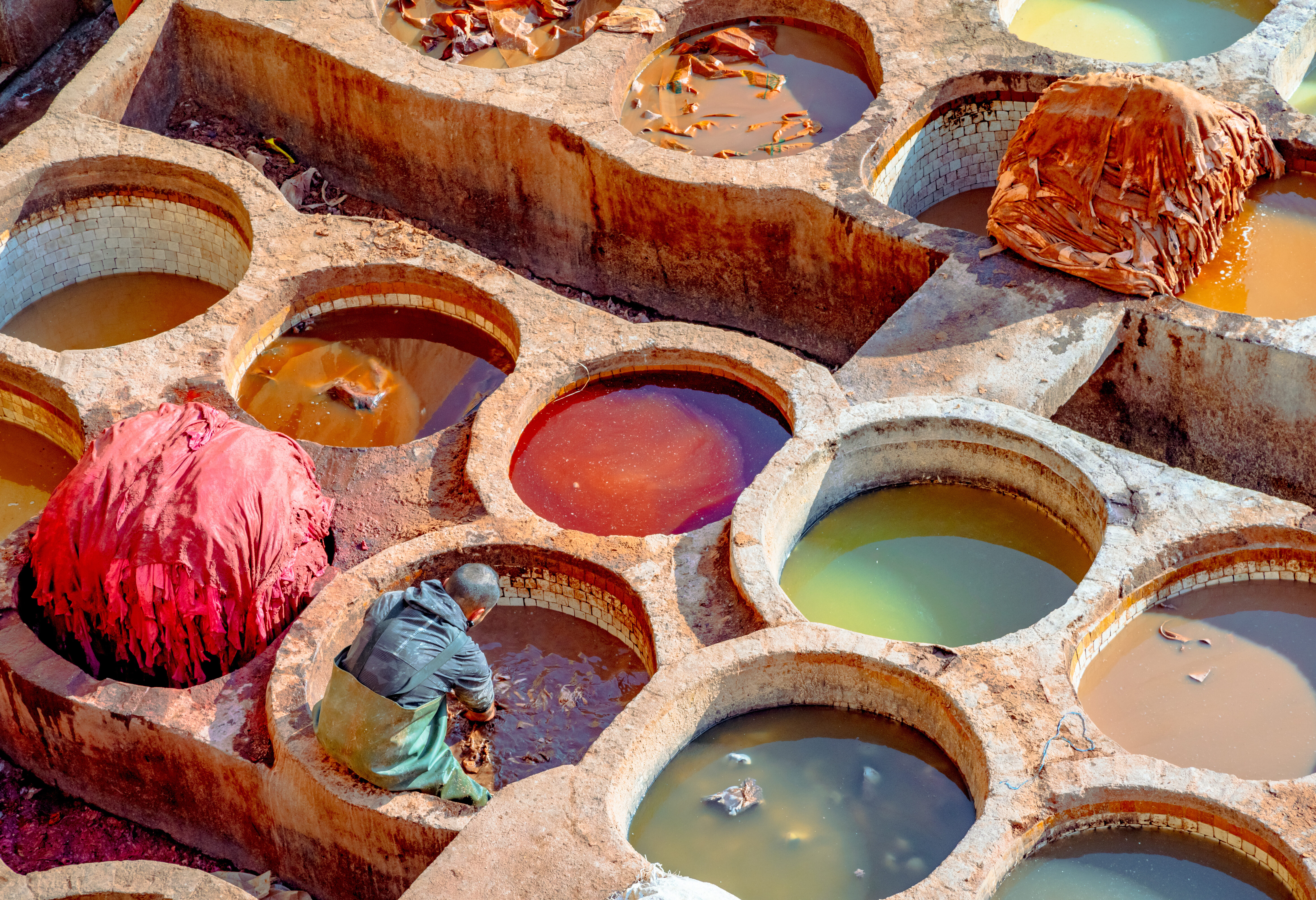 Verfbaden in Fez, Marokko