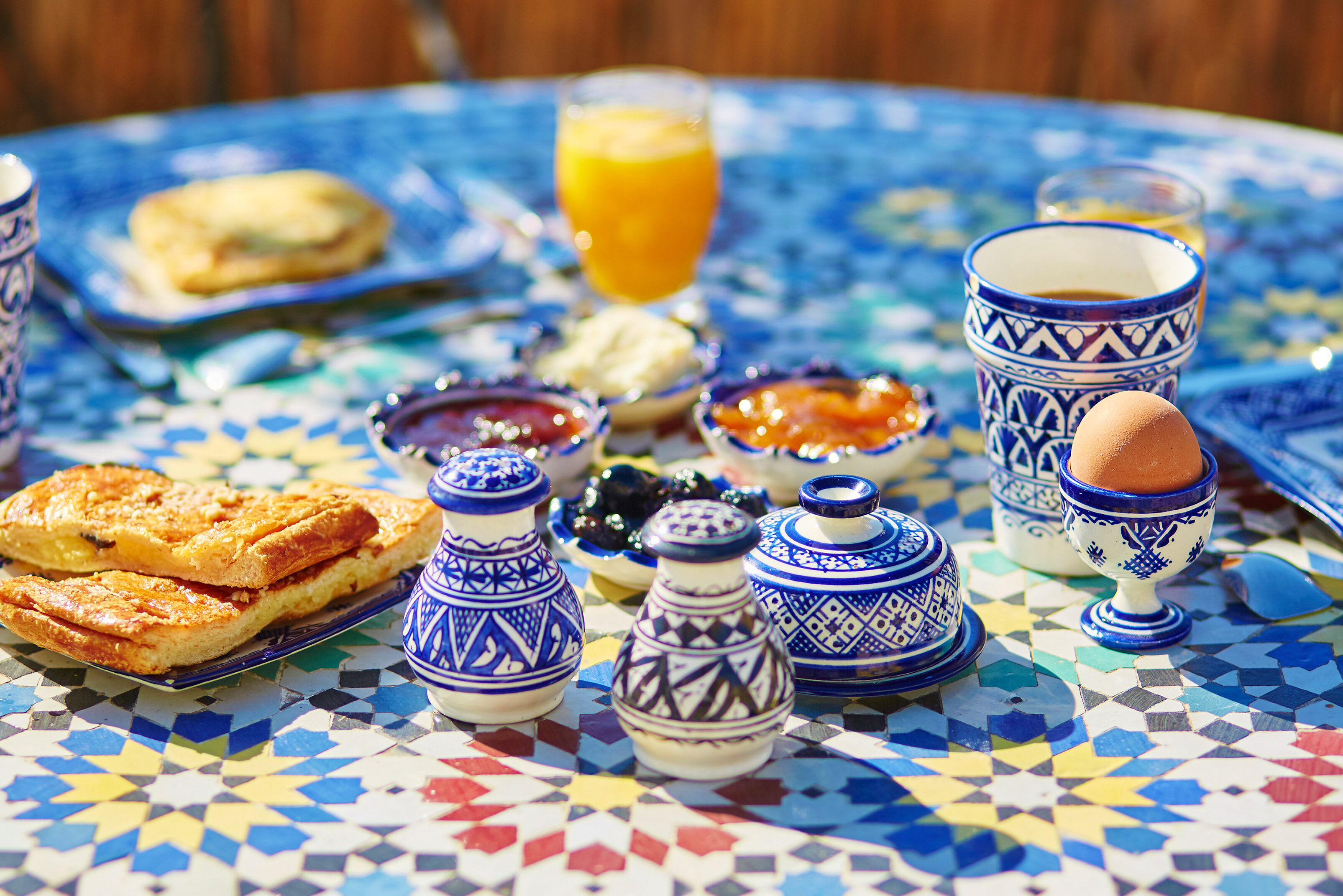 Ontbijt in Riad in Essaouira in Marokko