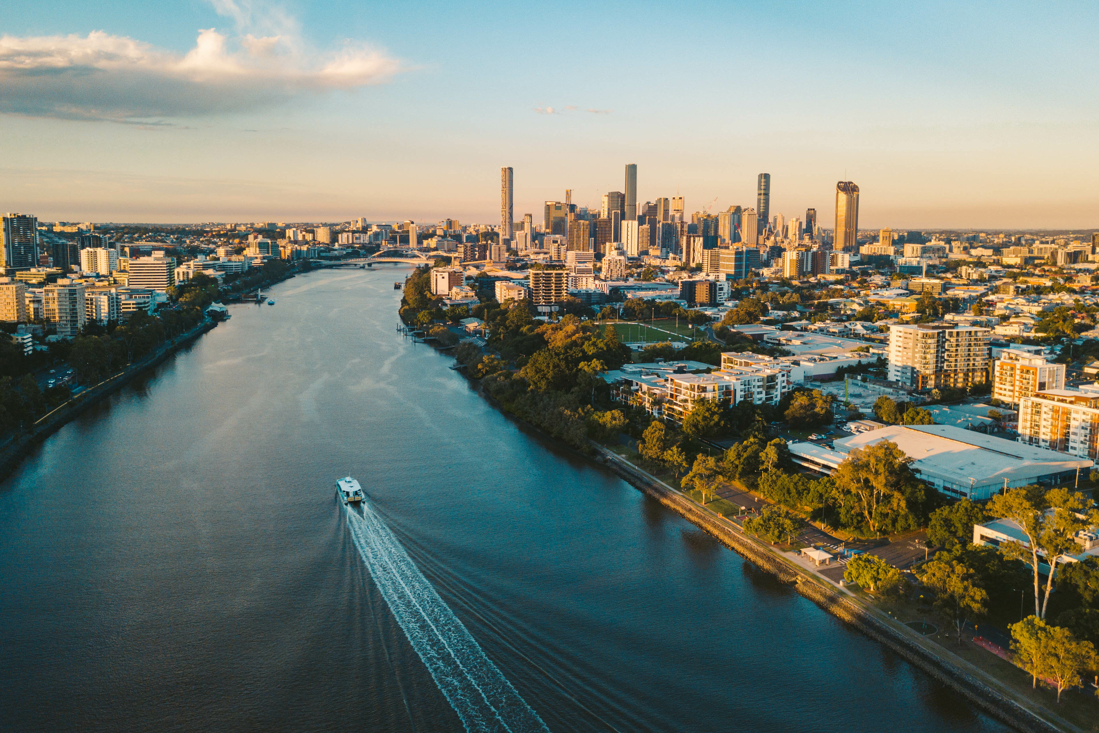 Uitzicht op het centrum van Brisbane in Australie