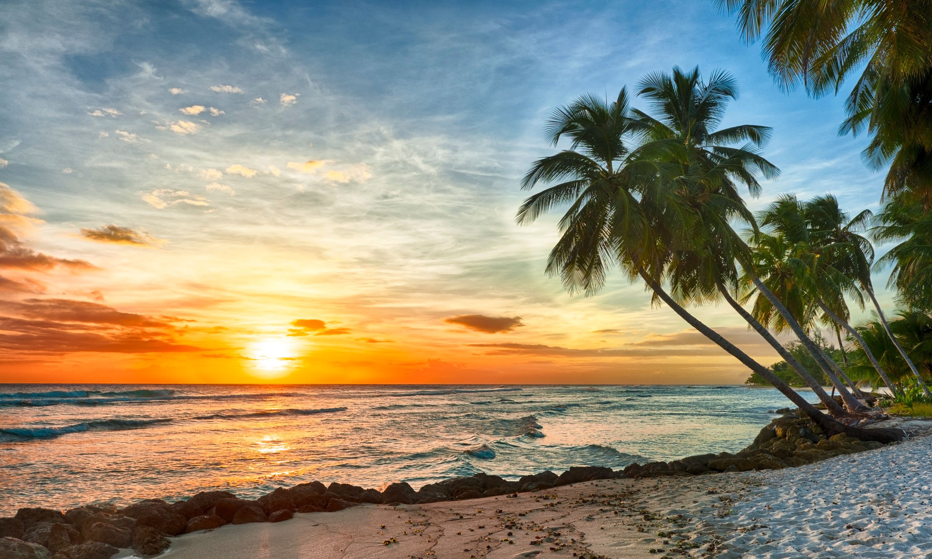 Barbados-Zonsondergang-Strand