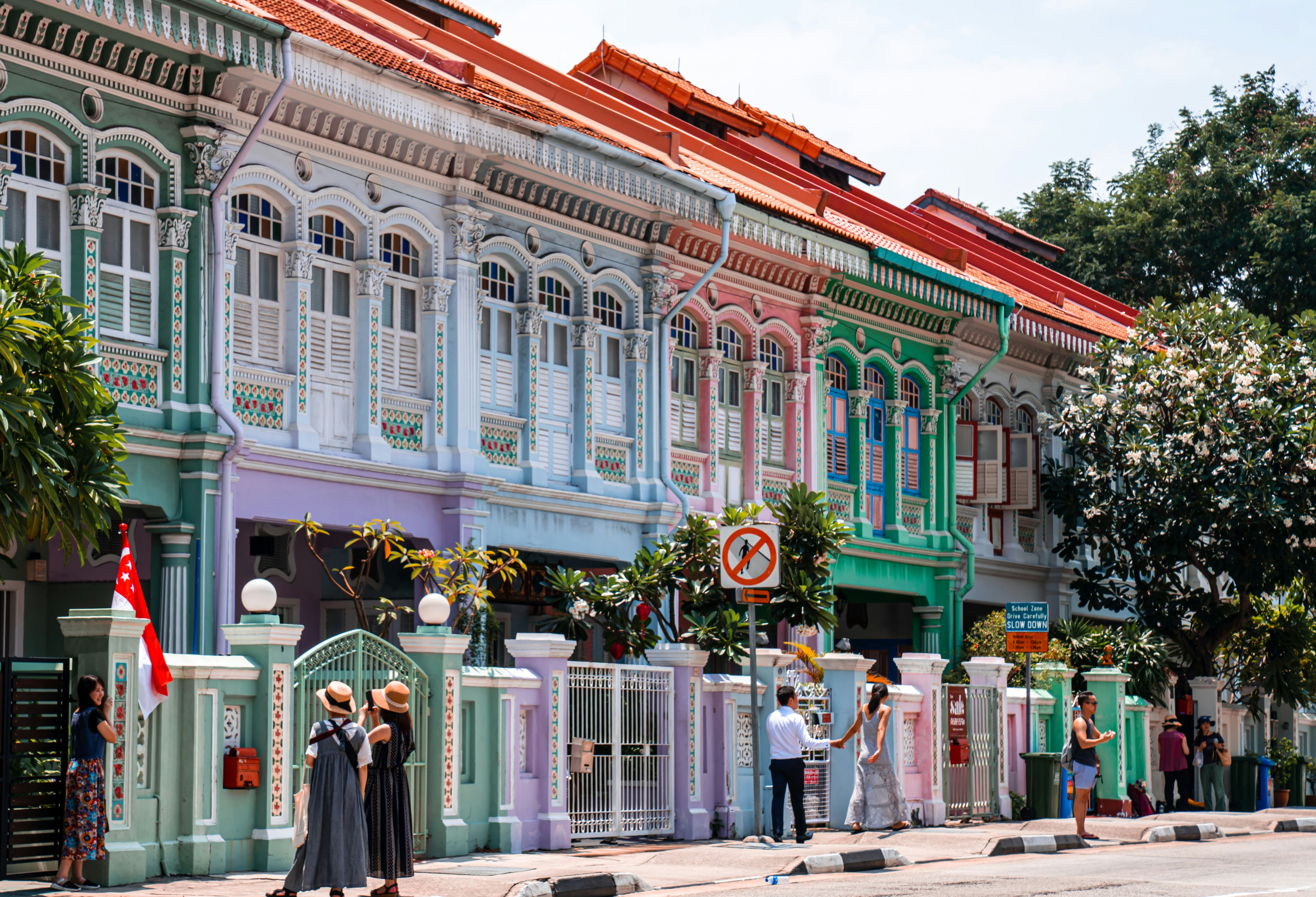 Kleurrijke huizen van Joo Chiat Street in Singapore
