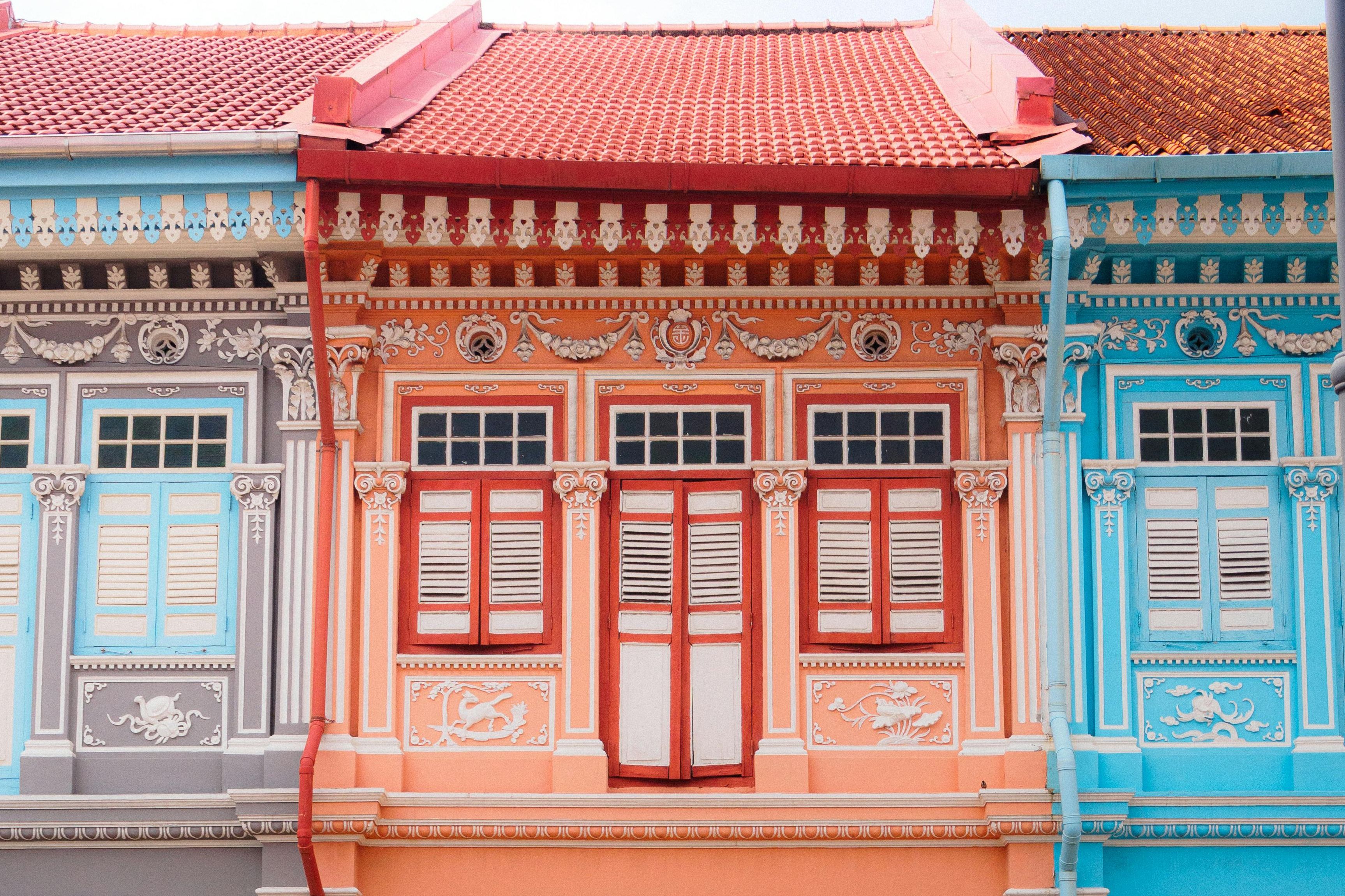 Kleurrijke huizen van Joo Chiat street in Singapore