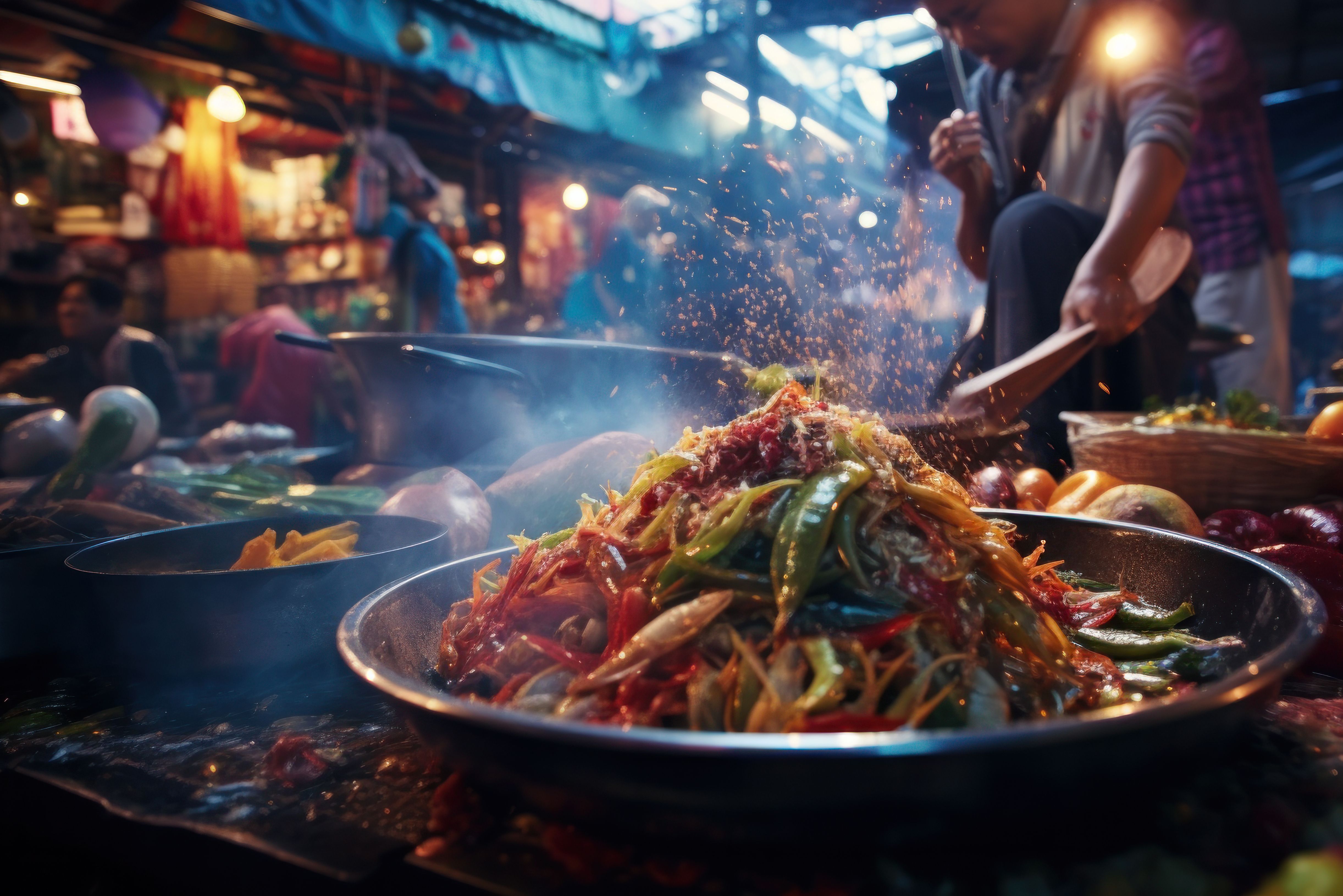 Streetfood op markt in Thailand