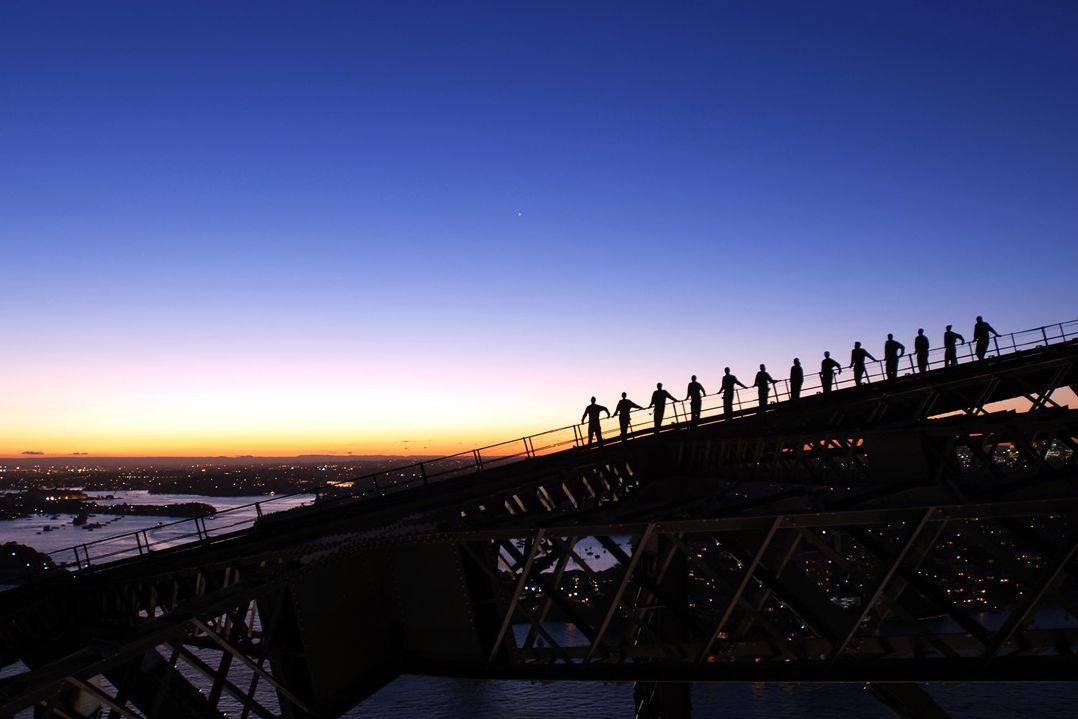 Ook beklimming op de Harbour Bridge bij zonsondergang mogelijk in Sydney in Australie