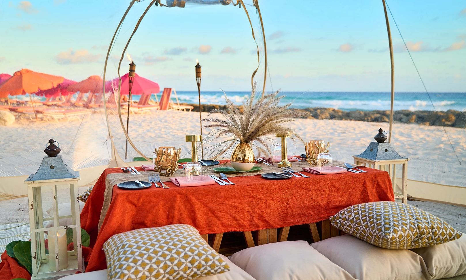 Barbados-St-Lawrence-Gap-O2-Beach-Club-Spa-Bubble-Beach-Setup