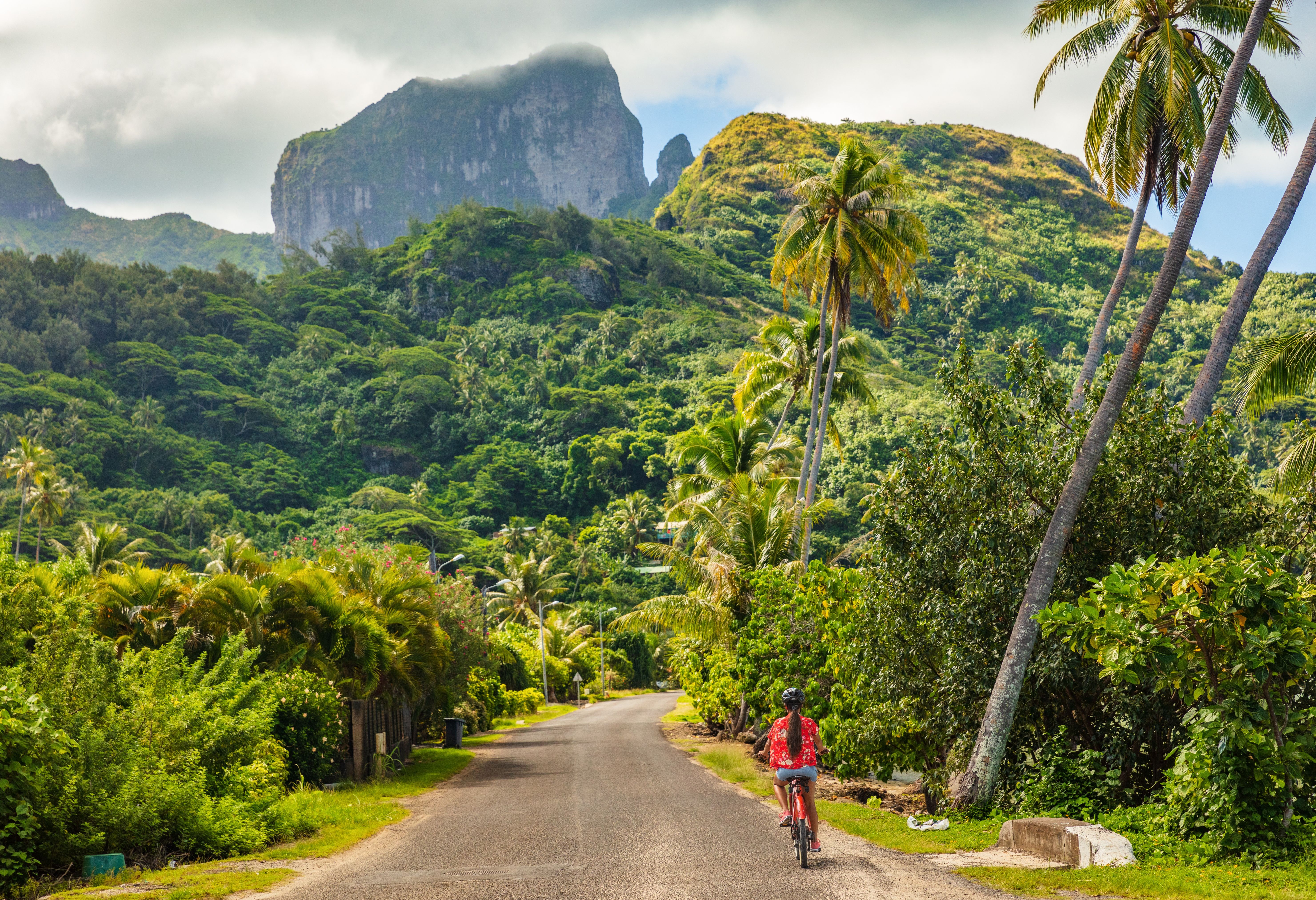 Fietsen op Bora Bora in Frans-Polynesie