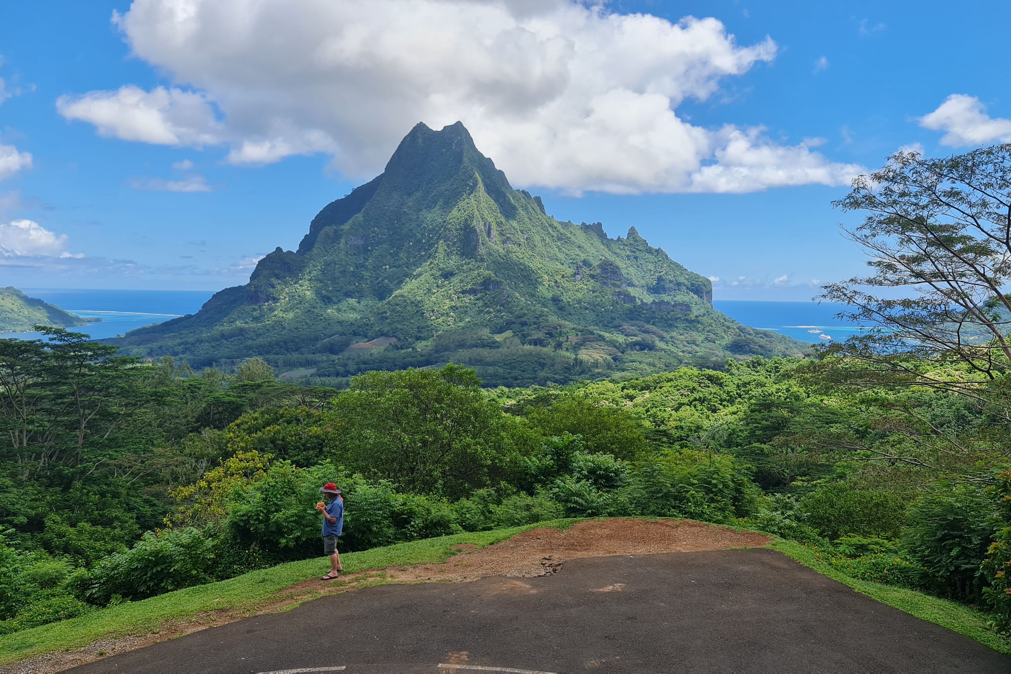 Uitzicht vanaf het Belvedere uitzichtpunt op Moorea in Frans-Polynesie