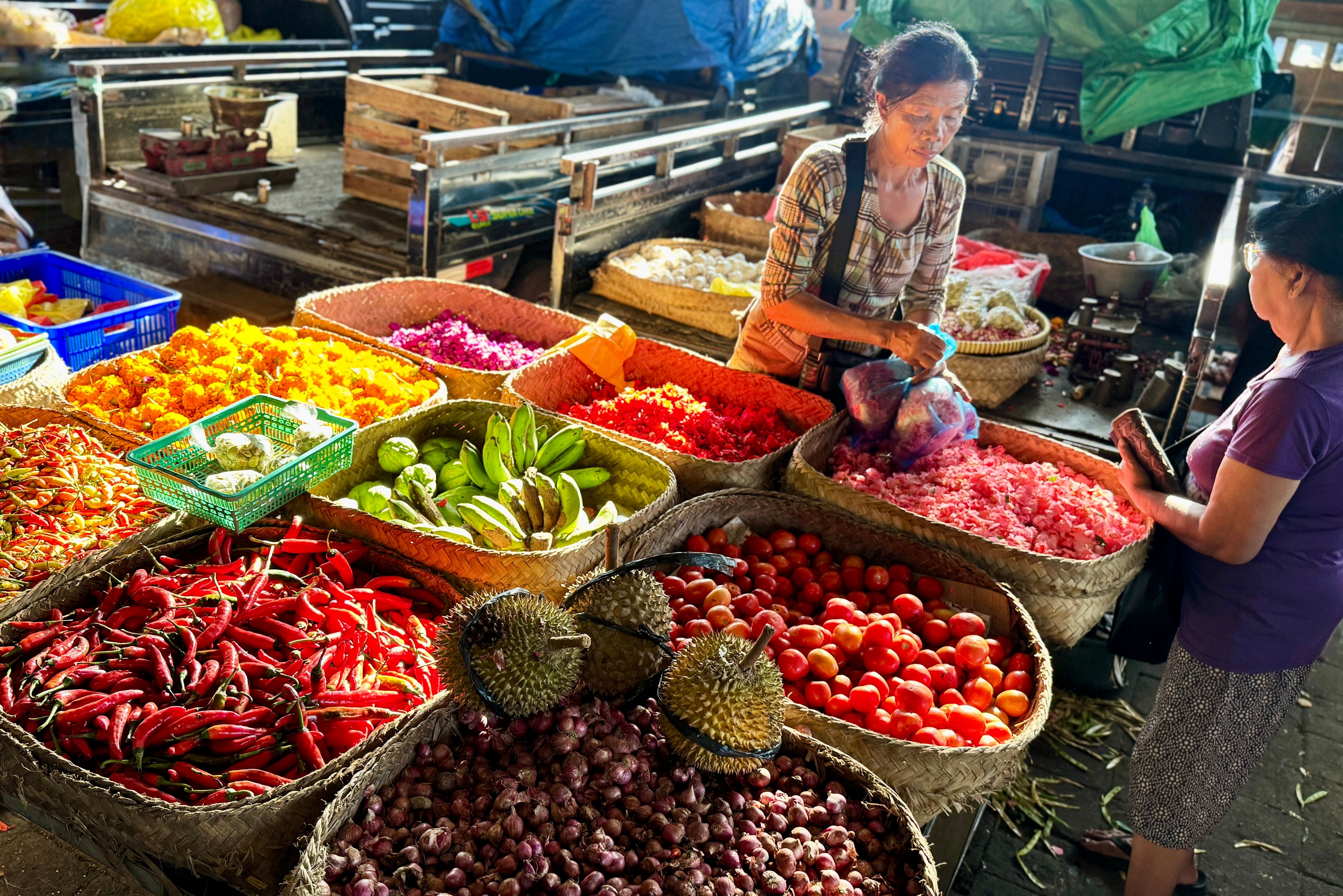 Traditionele markt op Bali in Indonesie
