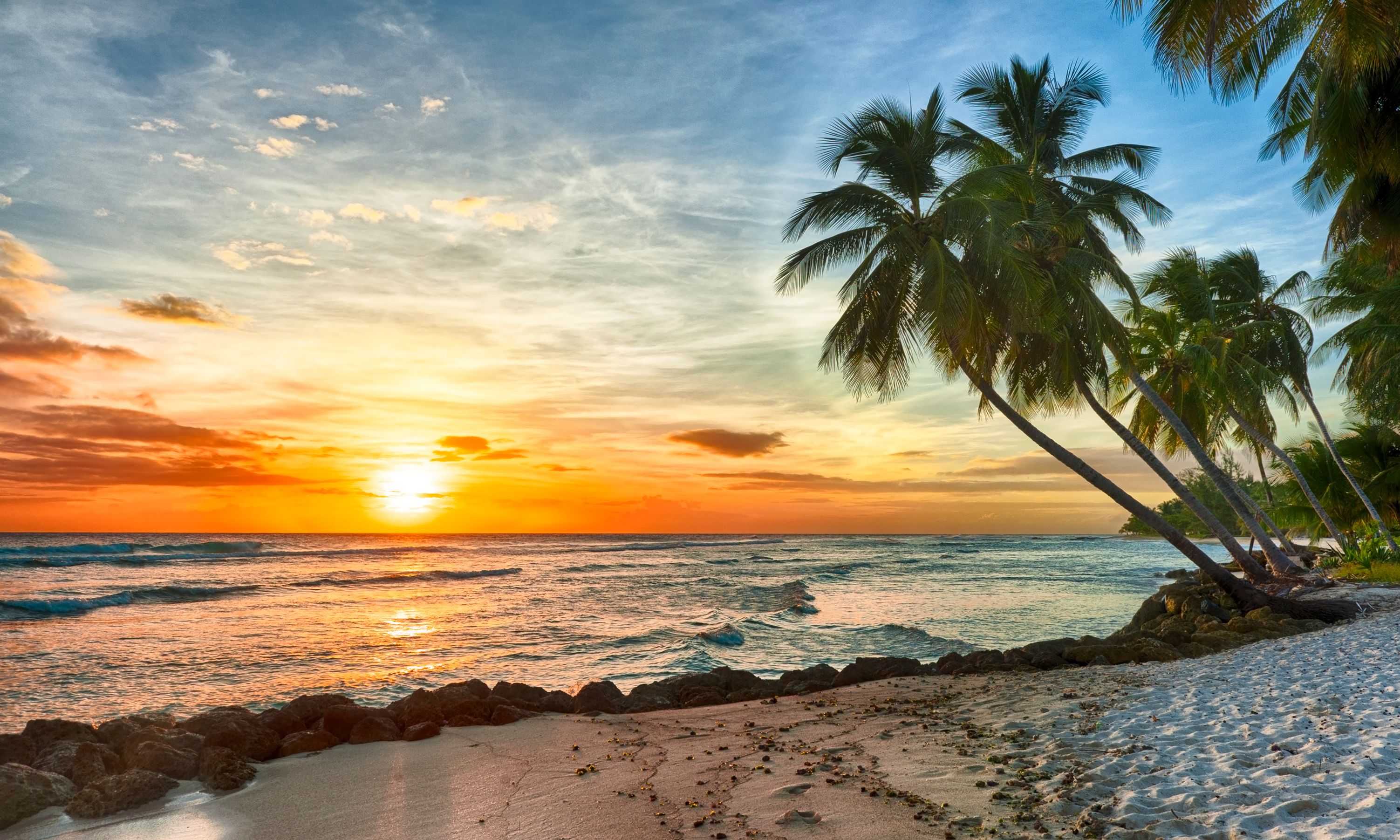 Barbados-Zonsondergang-Strand