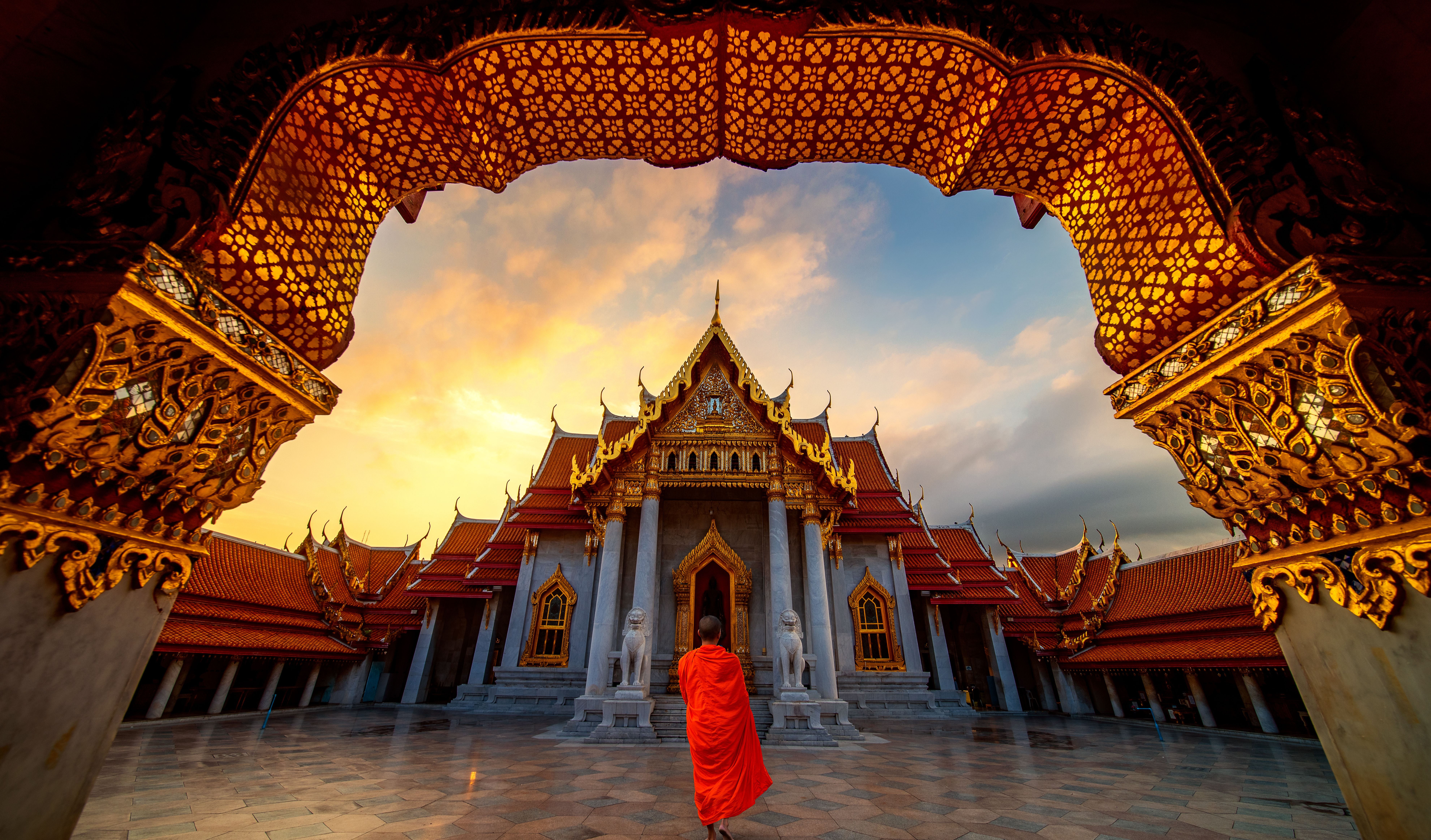 Thailand=Bangkok-tempel-monnik