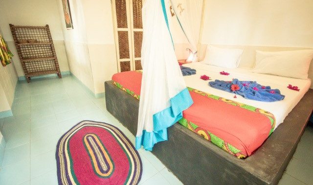 Kamer met zeezicht in Blue Reef Sport and Fishing Lodge in Jambiani op Zanzibar