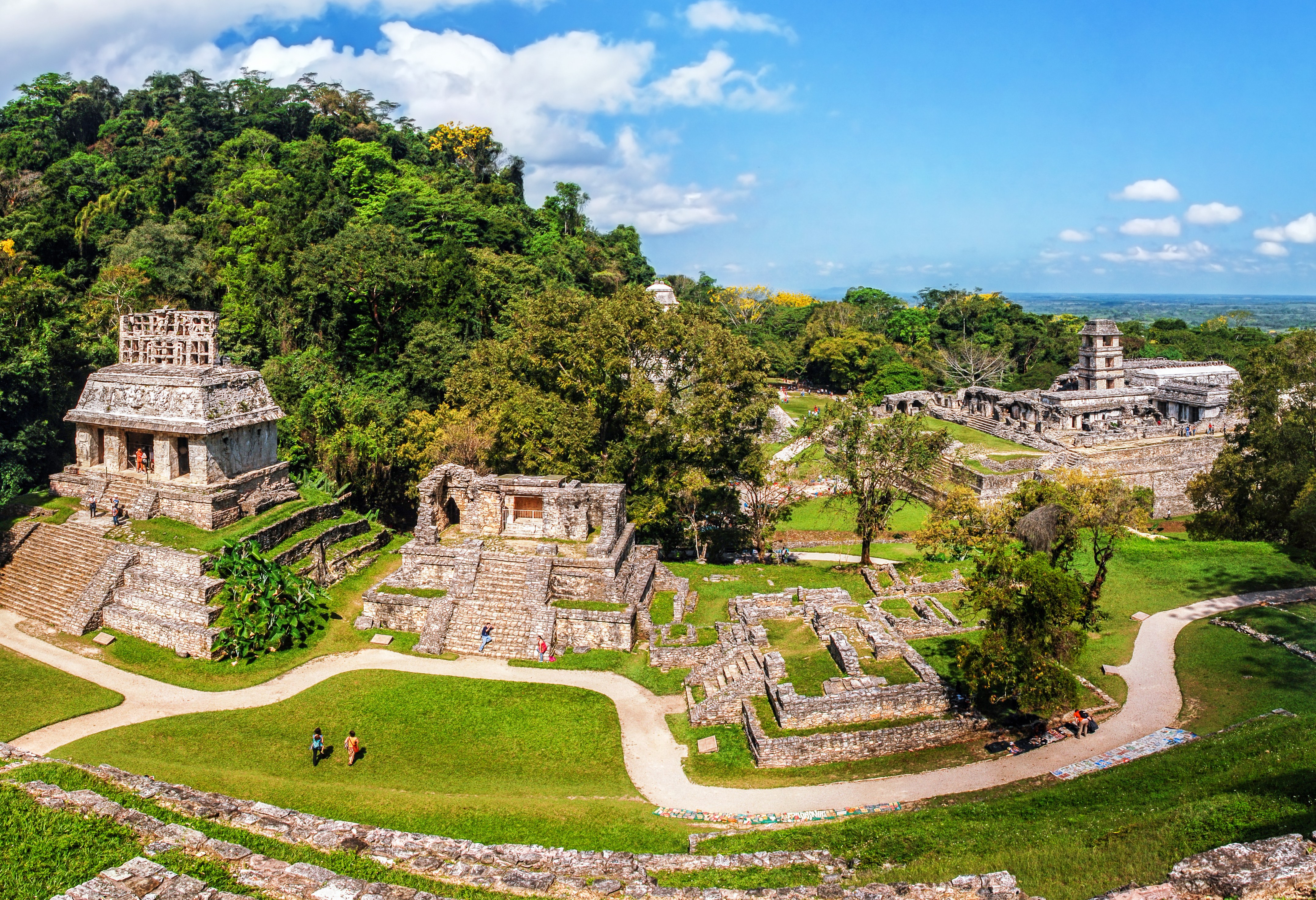 Het prachtige complex van de Maya-stad Palenque in Chiapas in Mexico