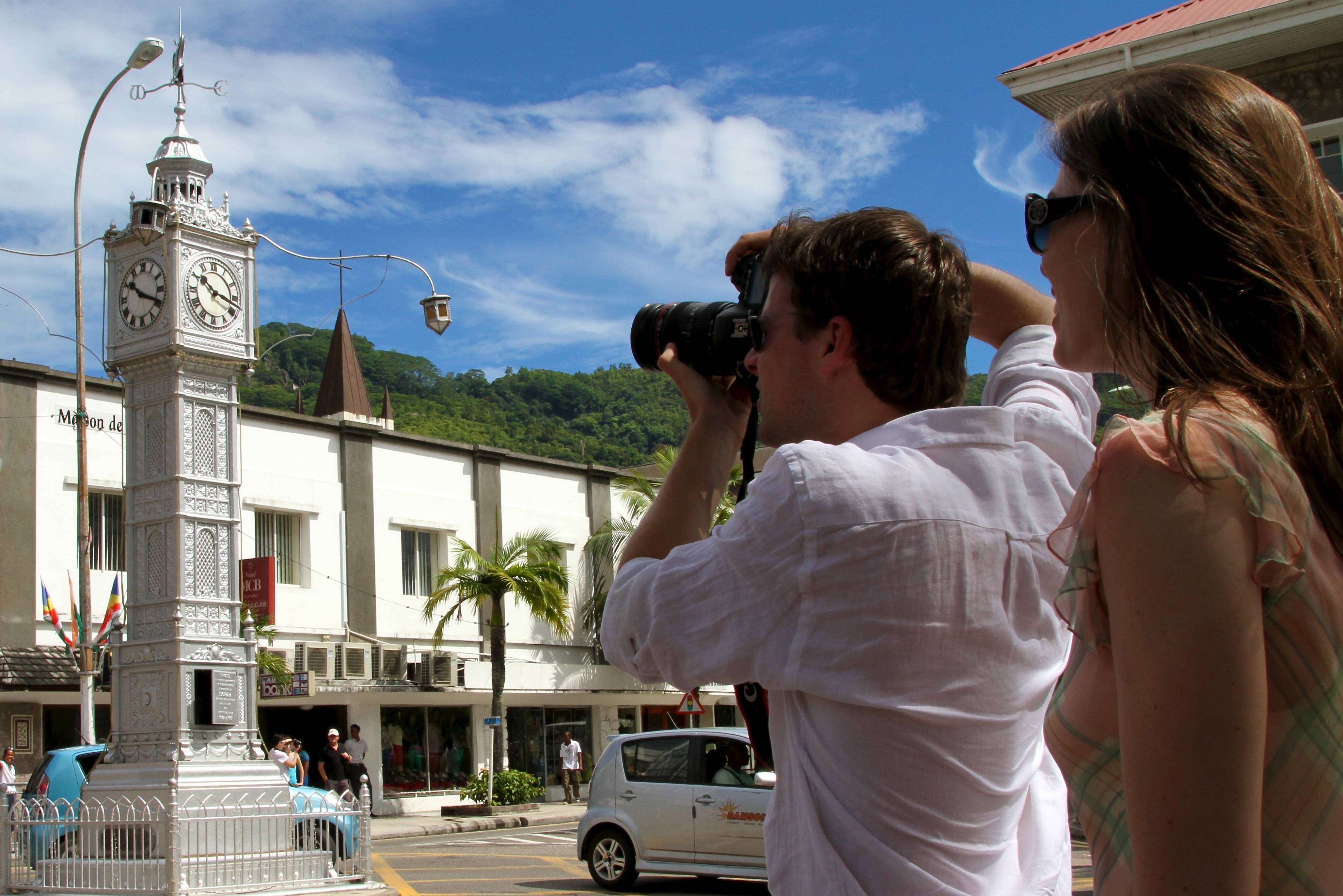Clock Tower in Victoria, de hoofdstad van de Seychellen op Mahé