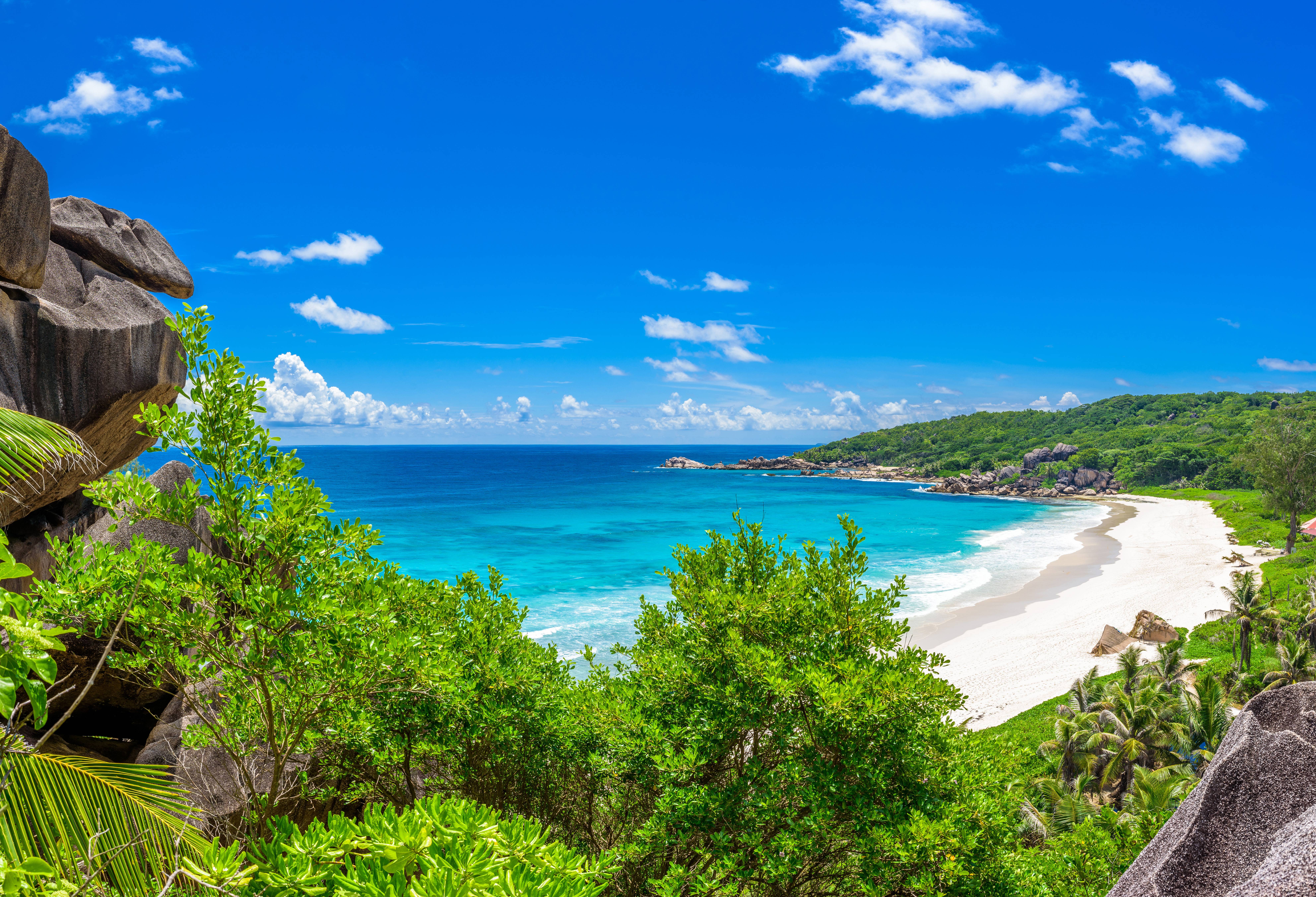 Grand Anse strand op La Digue in de Seychellen