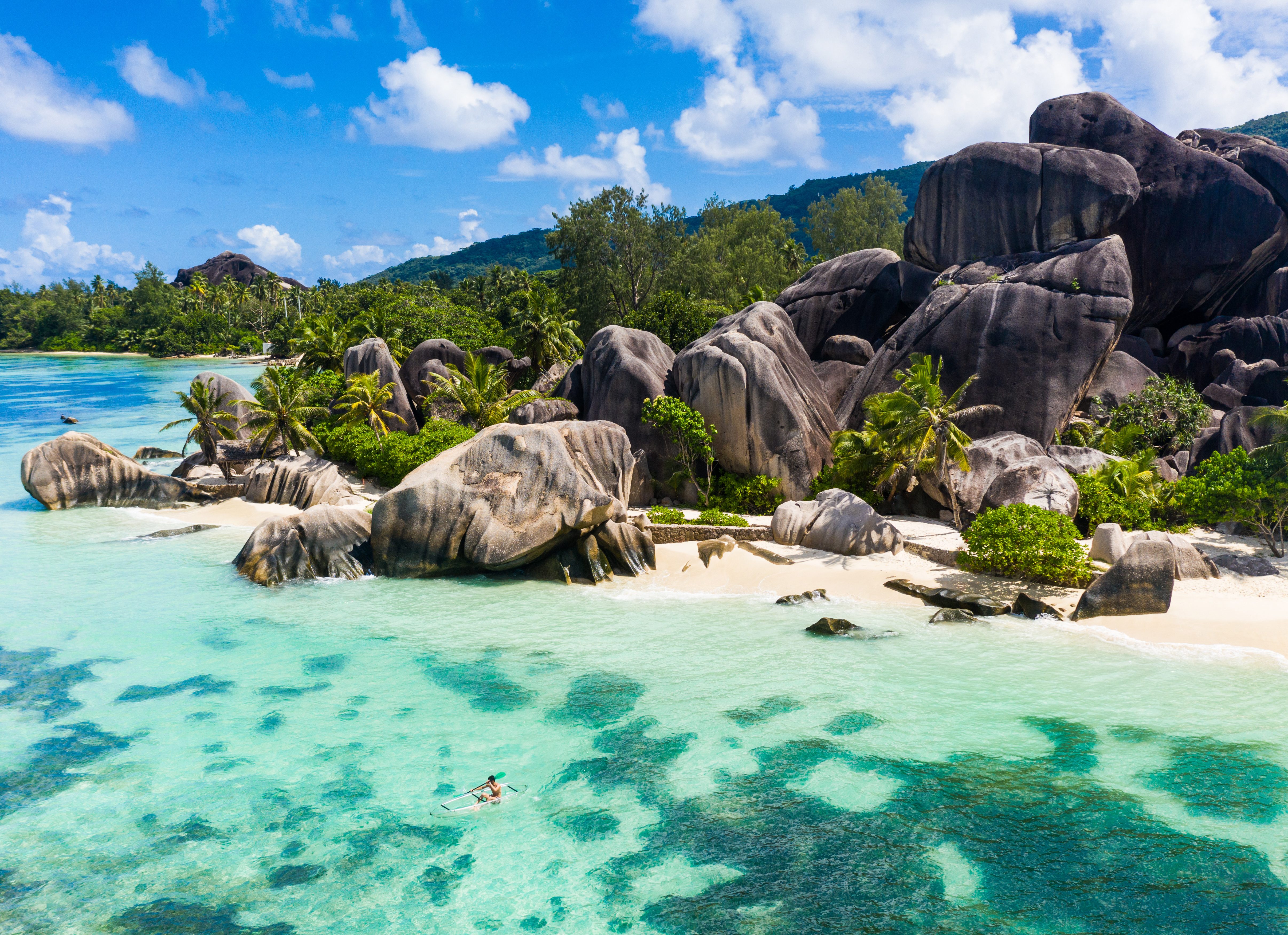 Het beroemde strand van Anse Source d'Argent op La Digue in de Seychellen