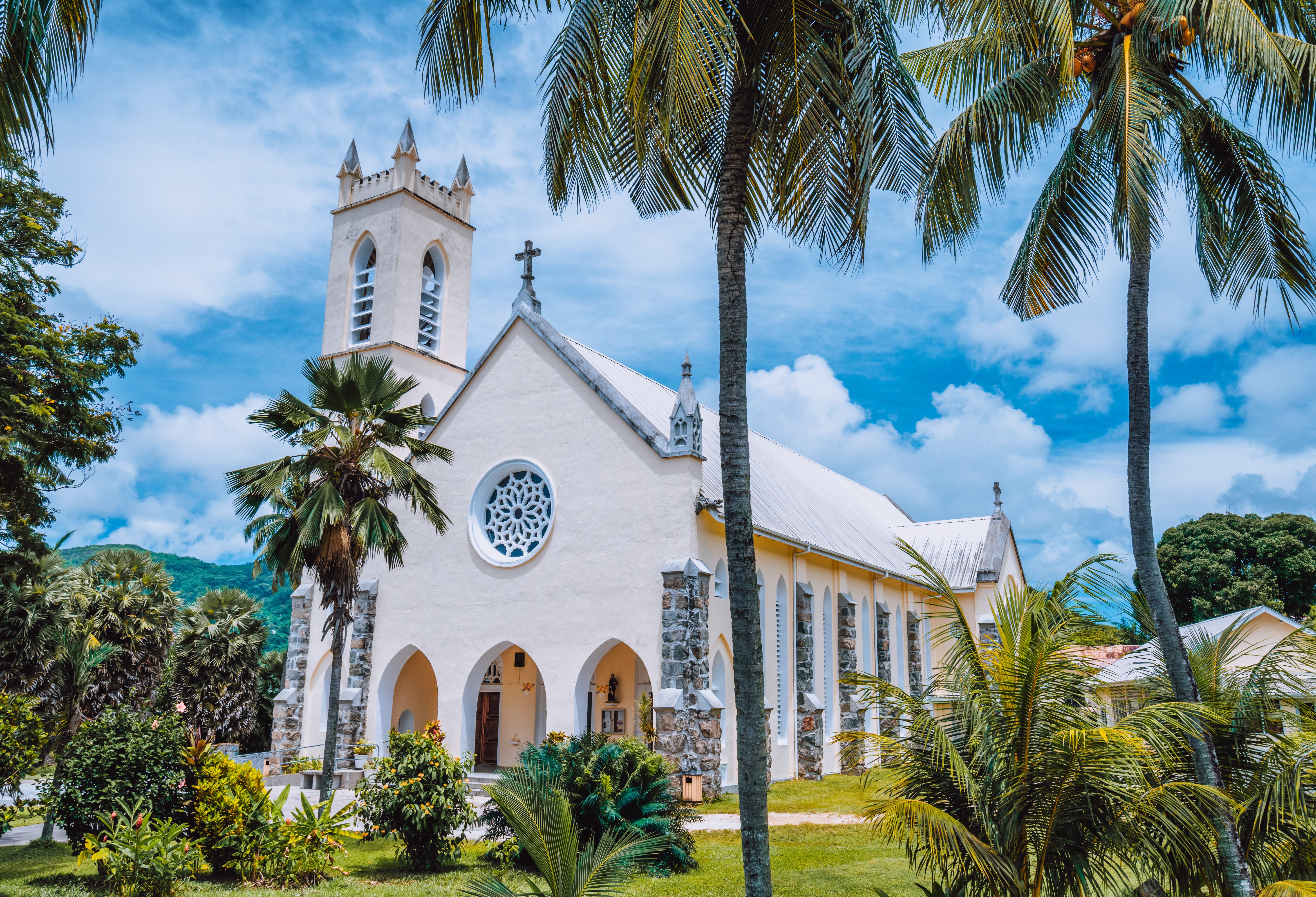 Kerk bij Beau Vallon op het hoofdeiland Mahé in de Seychellen