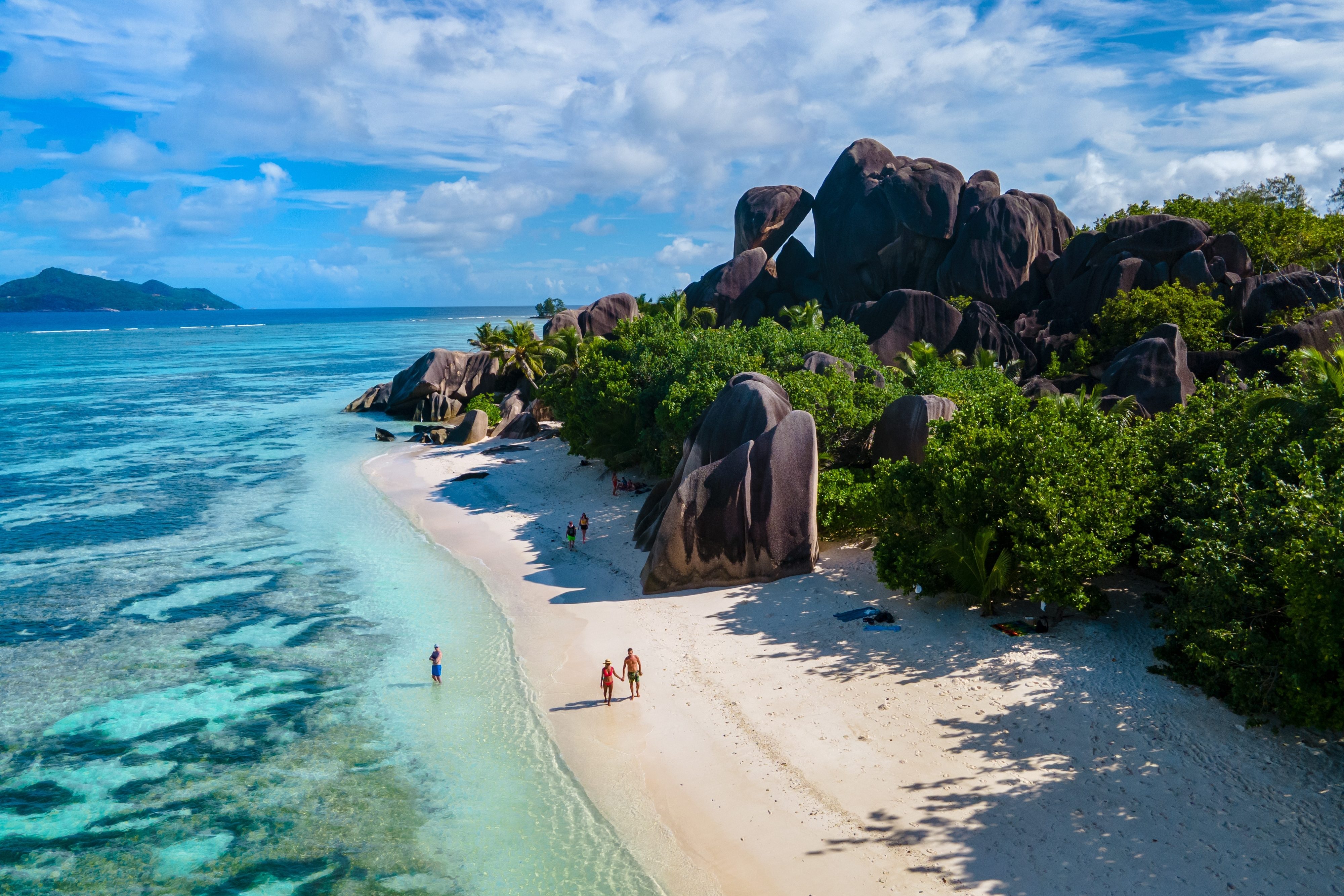 Strand Anse Source d'Argent op La Digue in de Seychellen