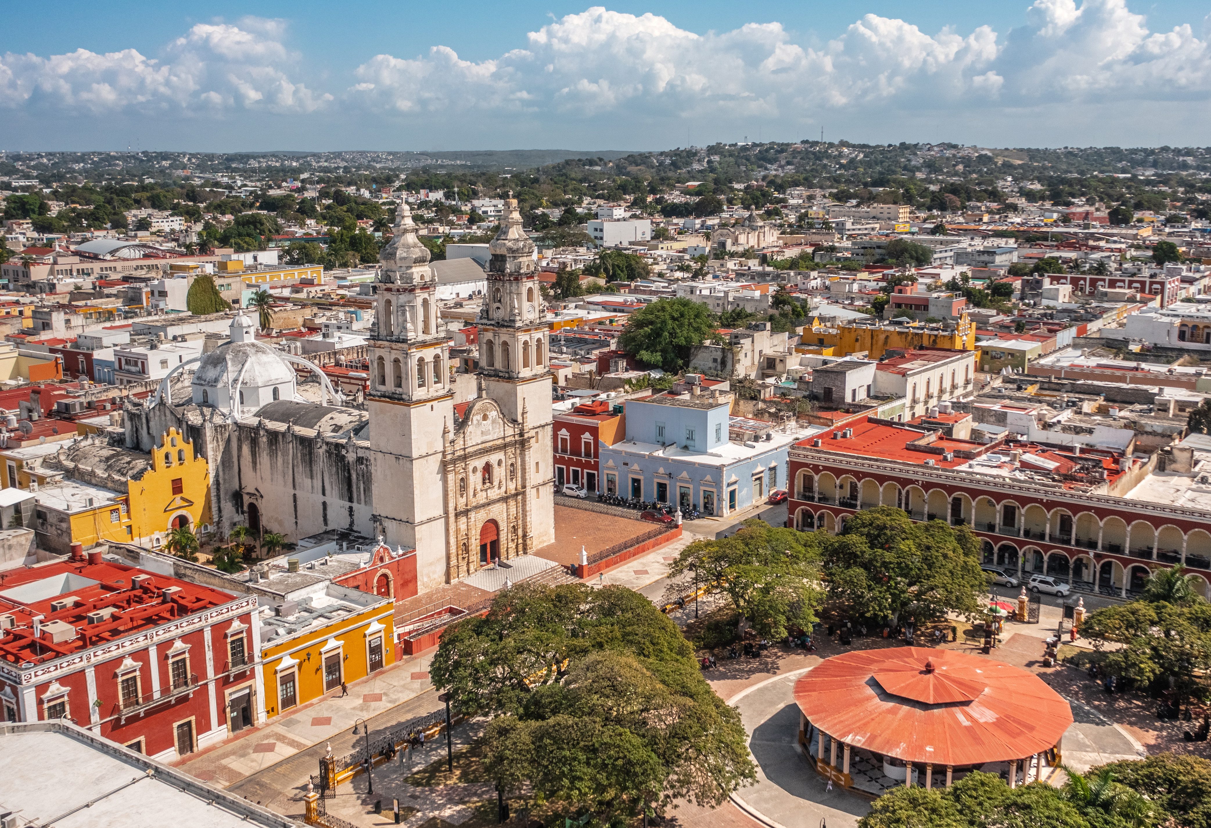 Luchtfoto van de stad Campeche in Yucatan in Mexico