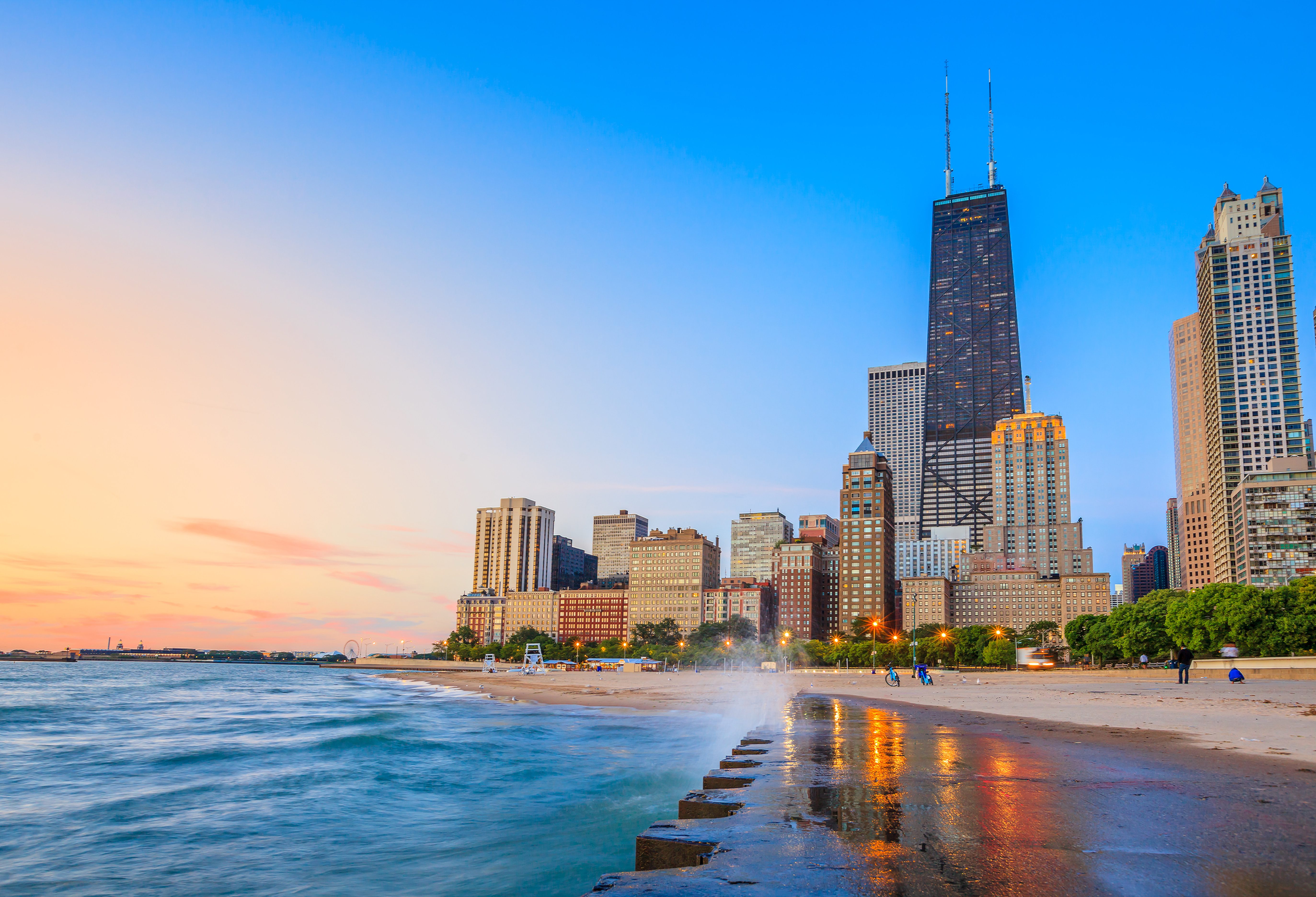 amerika-chicago-skyline-vanaf-north-avenue-beach