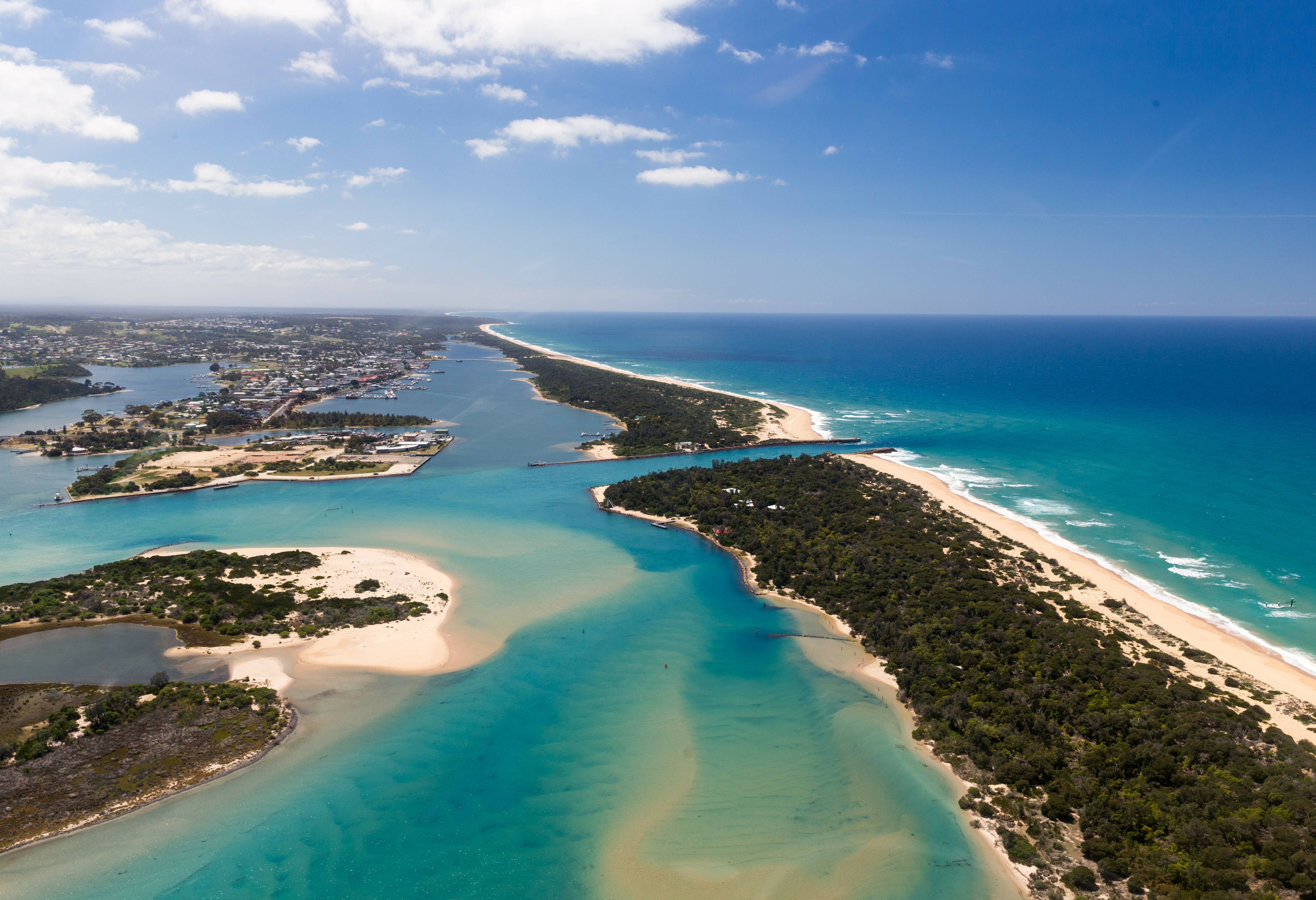Bijzondere waterlandschap van Lakes Entrance in Australie