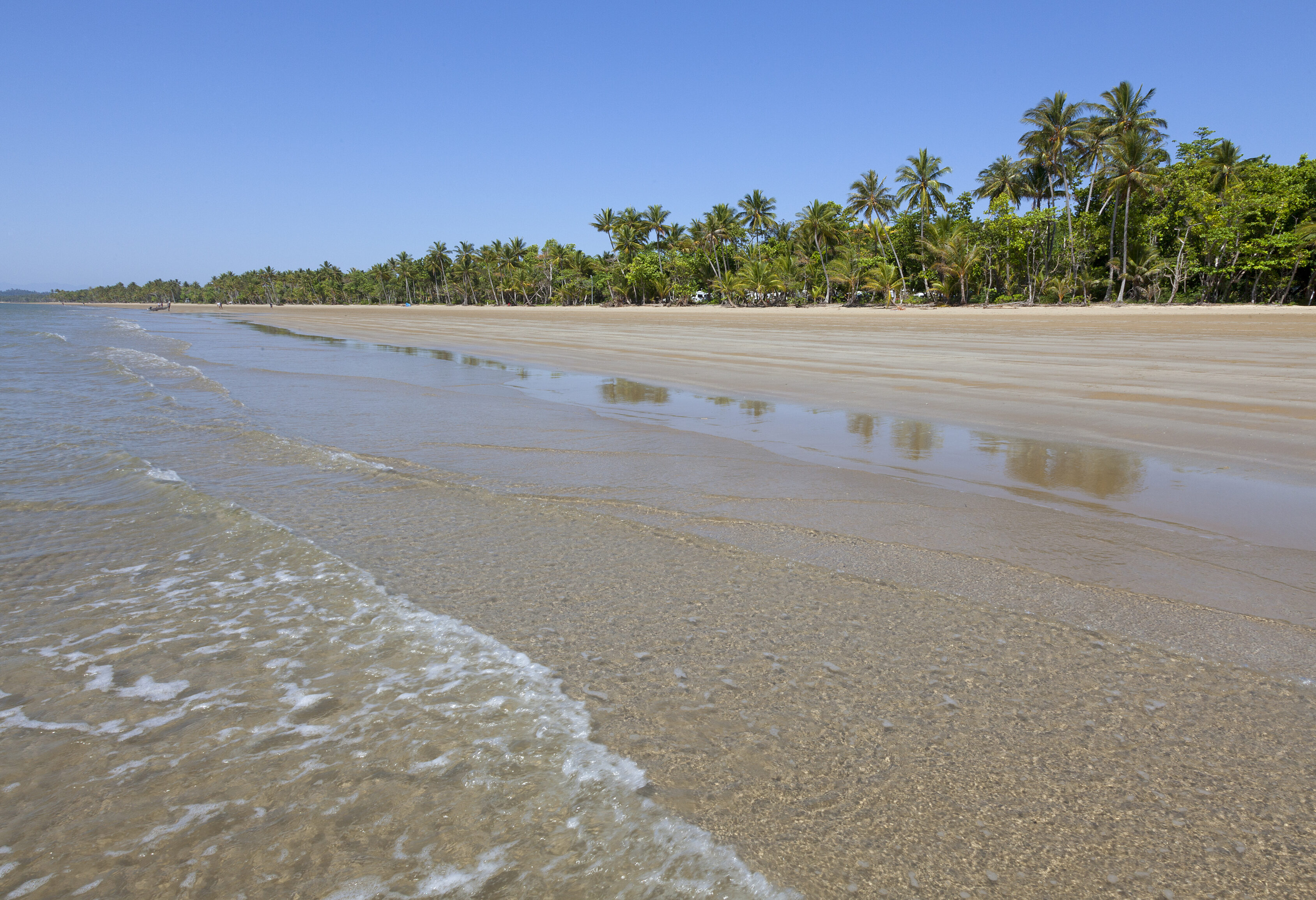 Lange kustlijn bij Mission Beach in Australie