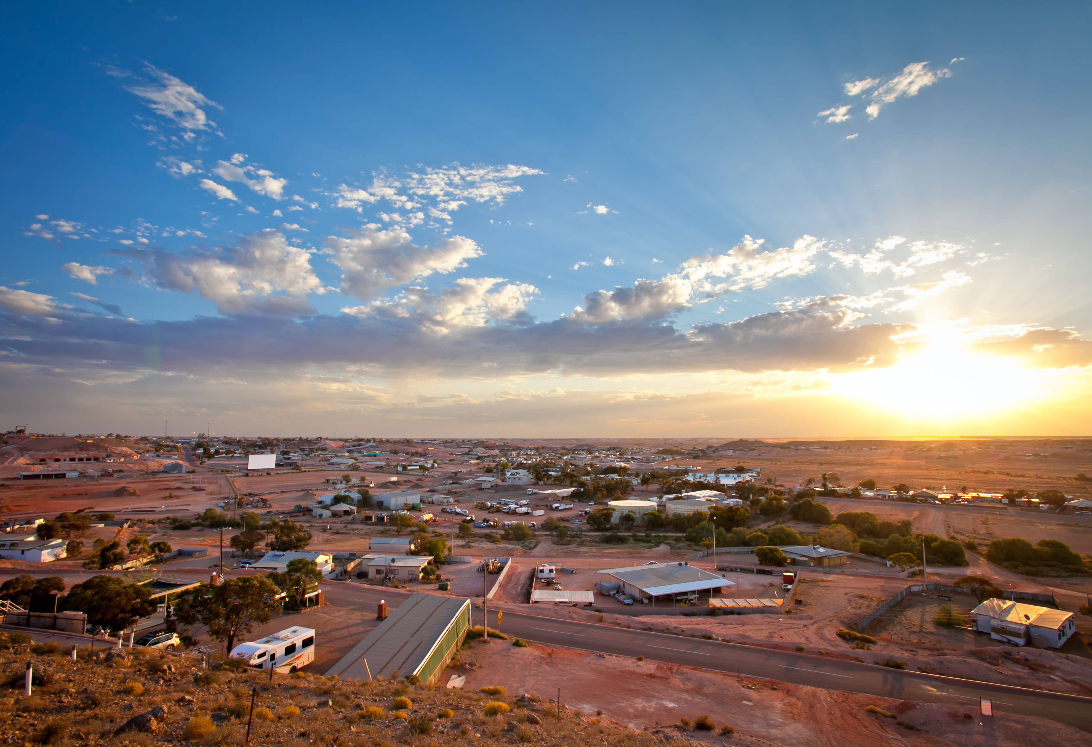 Uitzicht over Coober Pedy in Australie