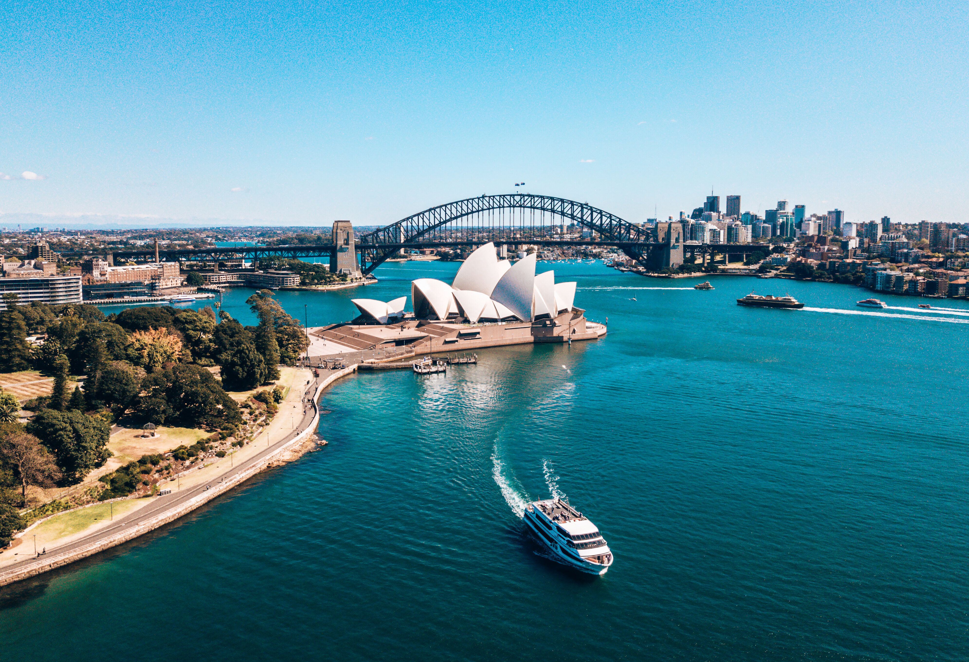 Sydney Harbour met het Opera House en de Harbour Bridge in Australie
