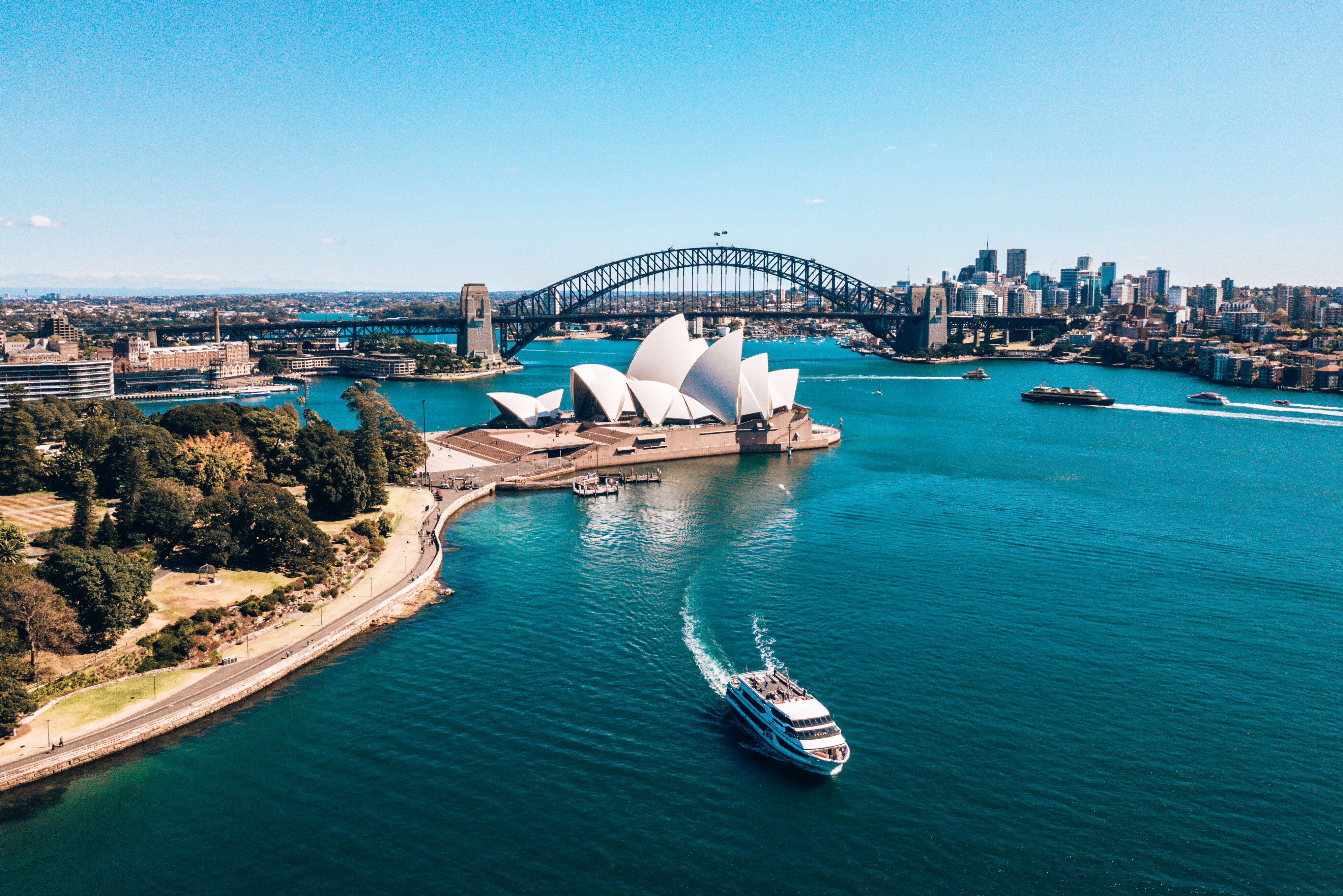 Sydney Harbour met het Opera House en de Harbour Bridge in Australie