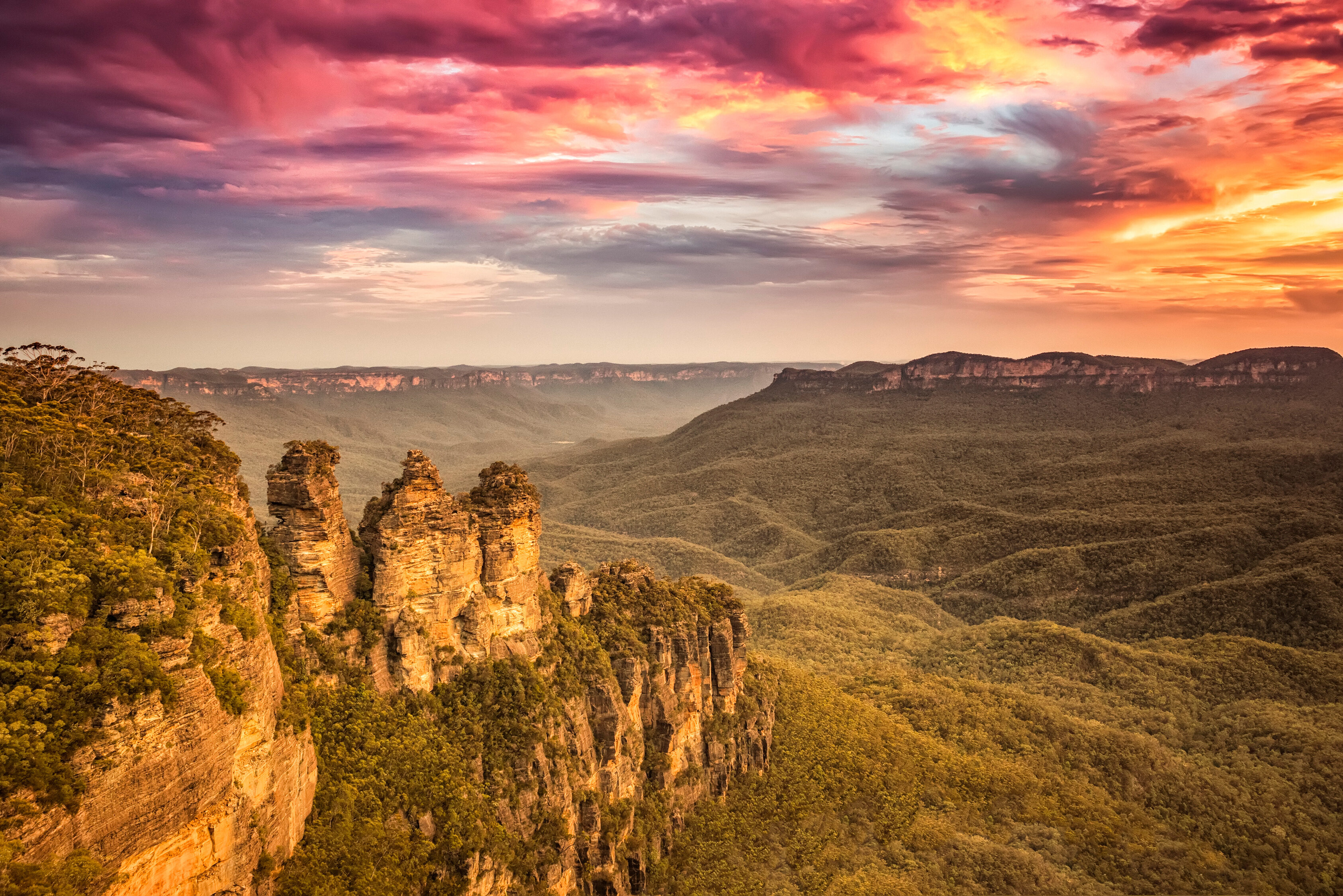 Uitzicht op de Drie Gezusters in de Blue Mountains in Australie