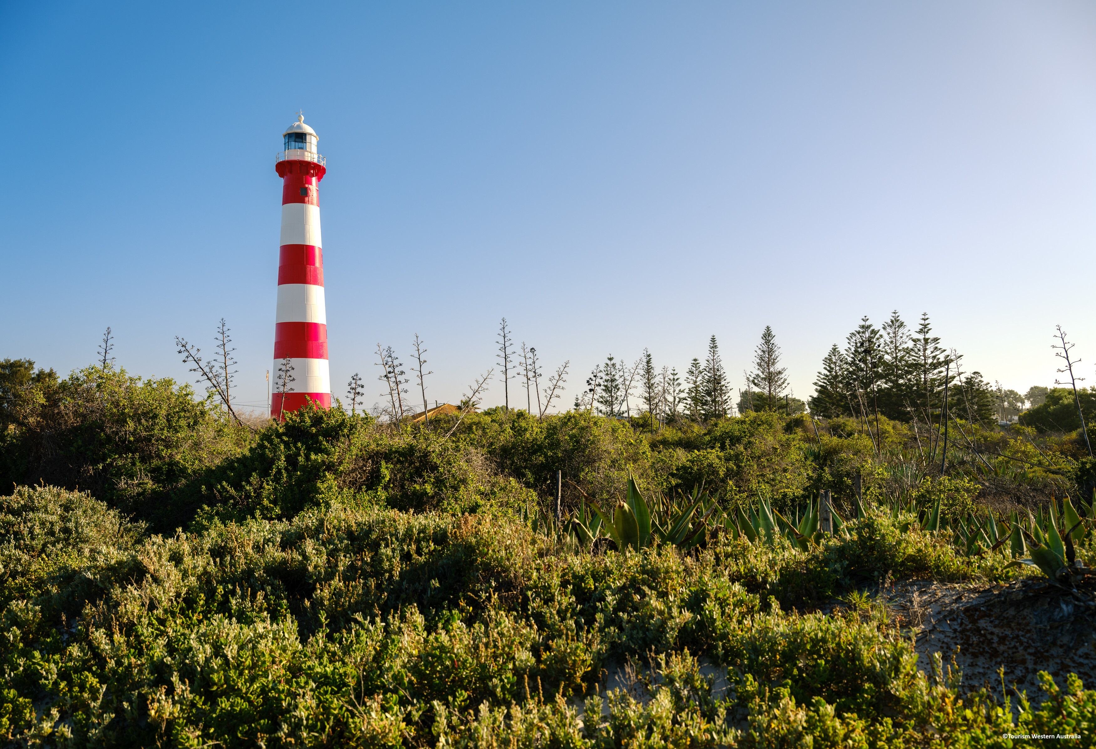 De Point Moore vuurtoren in Geraldton in West-Australie