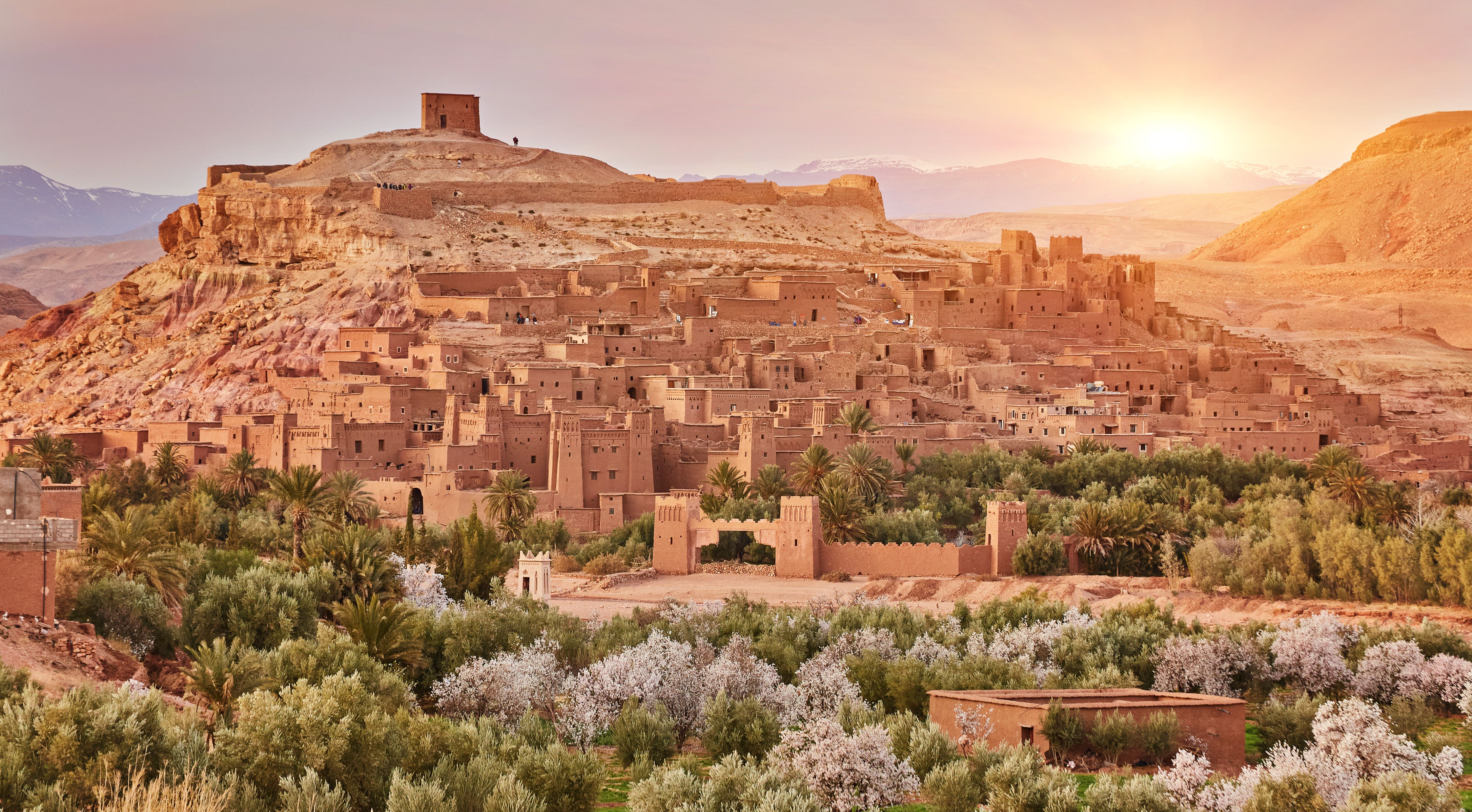 Marokko-Ait-Ben-Haddou-zonsondergang