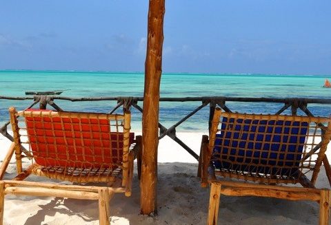Uitzicht op zee in het Blue Reef Sport and Fishing Lodge in Jambiani op Zanzibar