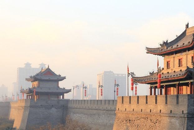 Stadsmuur in Xian in China